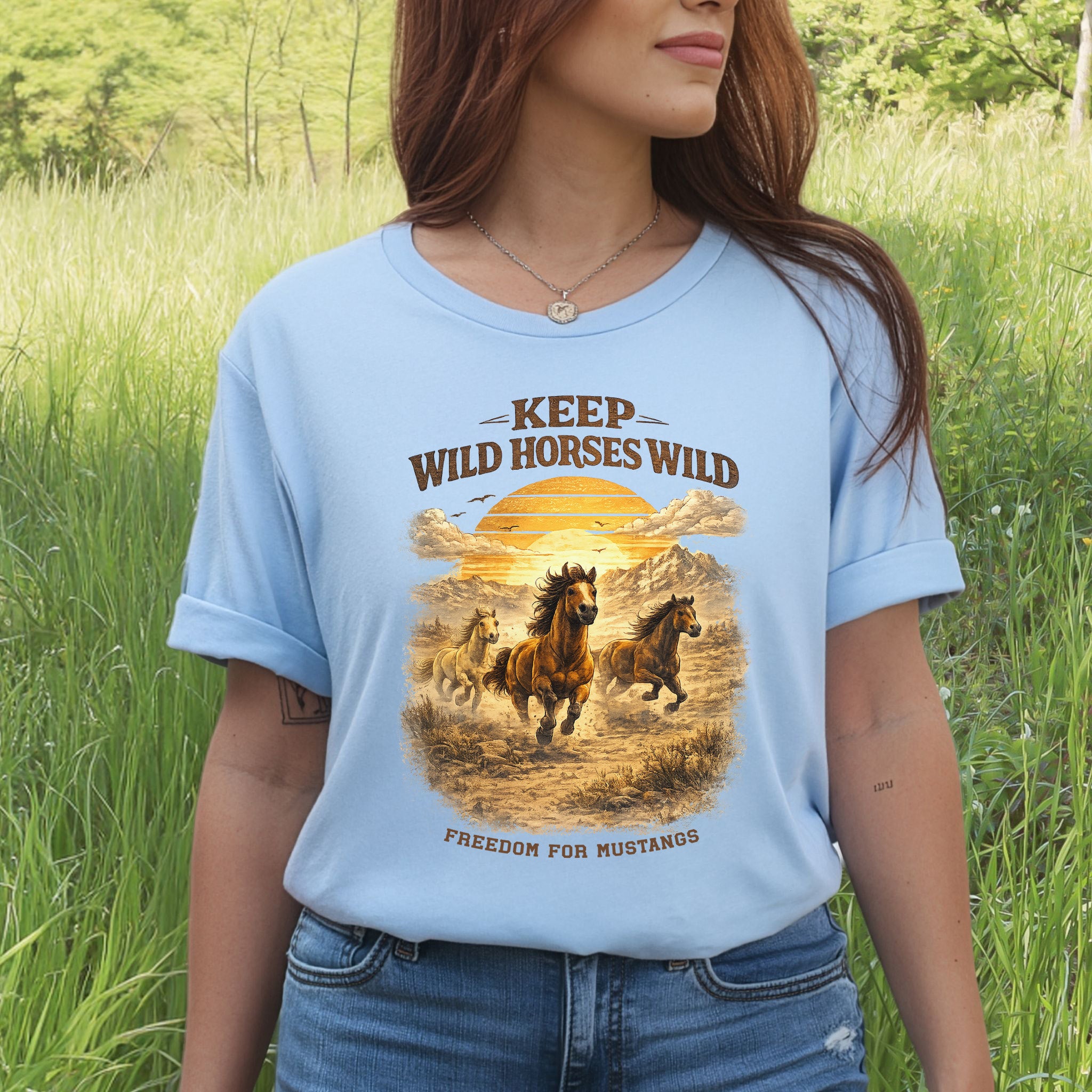 Keep Wild Horses Wild Freedom for Mustangs Western Graphic T-Shirt