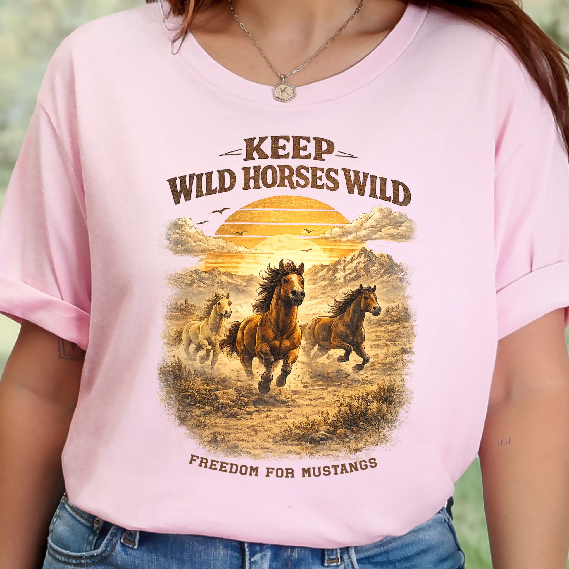 Keep Wild Horses Wild Freedom for Mustangs Western Graphic T-Shirt