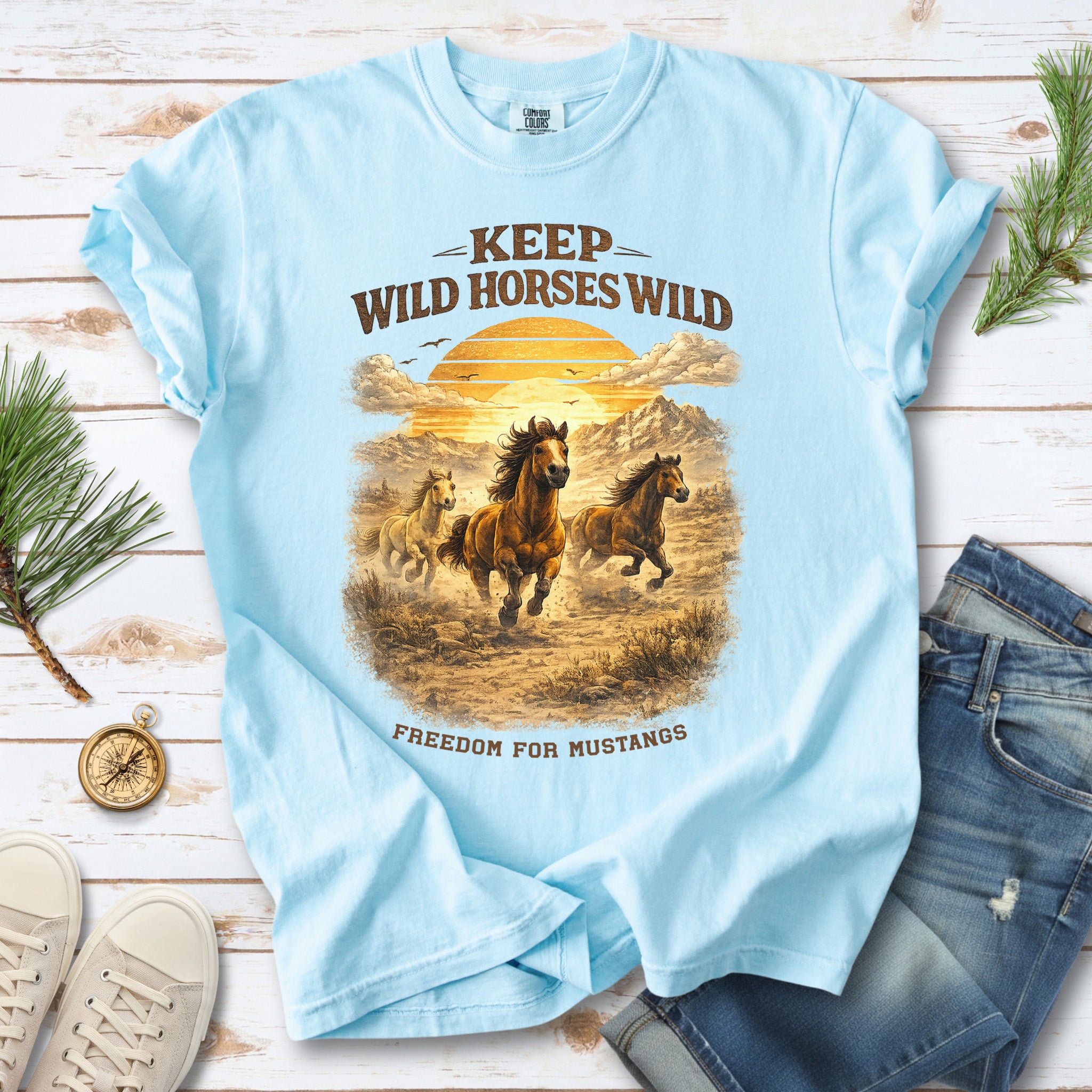 Keep Wild Horses Wild Comfort Colors Shirt – Mustangs Western Tee