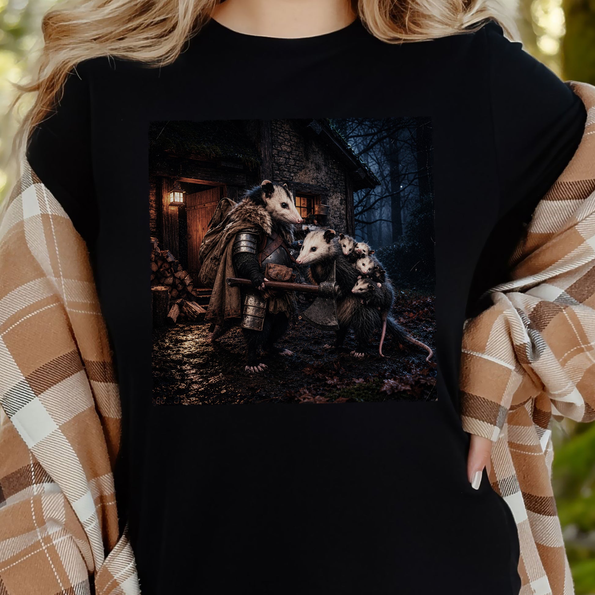 Keeper of Kin Opossum Family Fantasy Woodland Adventure T-Shirt