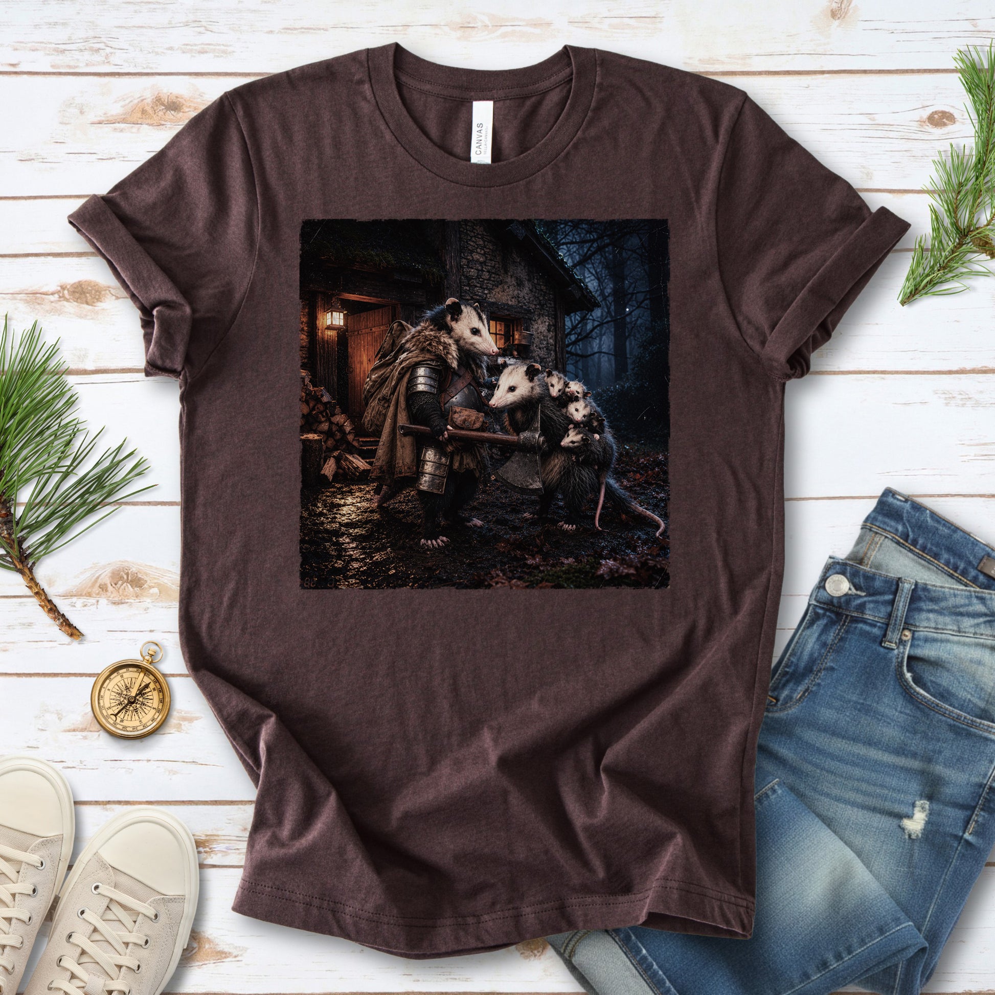 Keeper of Kin Opossum Family Fantasy Woodland Adventure T-Shirt