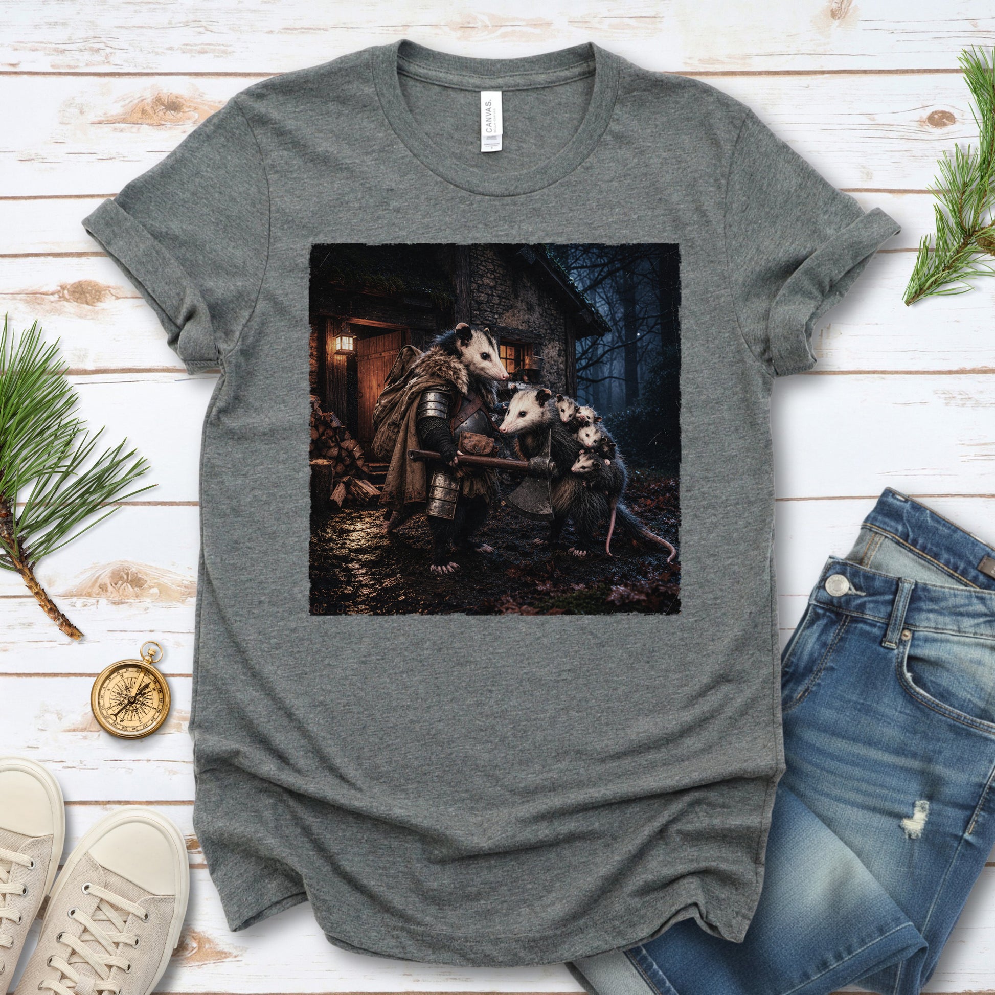 Keeper of Kin Opossum Family Fantasy Woodland Adventure T-Shirt