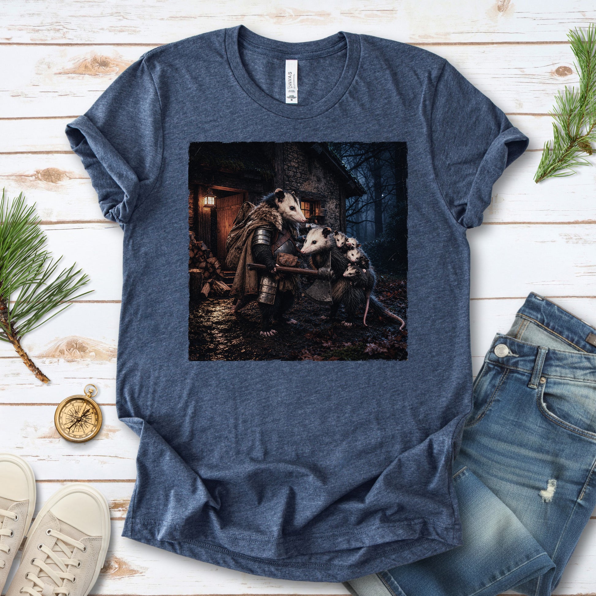 Keeper of Kin Opossum Family Fantasy Woodland Adventure T-Shirt