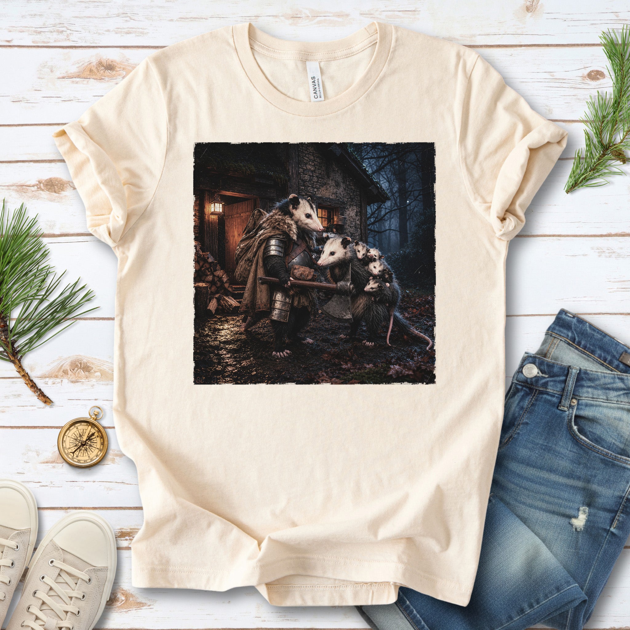 Keeper of Kin Opossum Family Fantasy Woodland Adventure T-Shirt