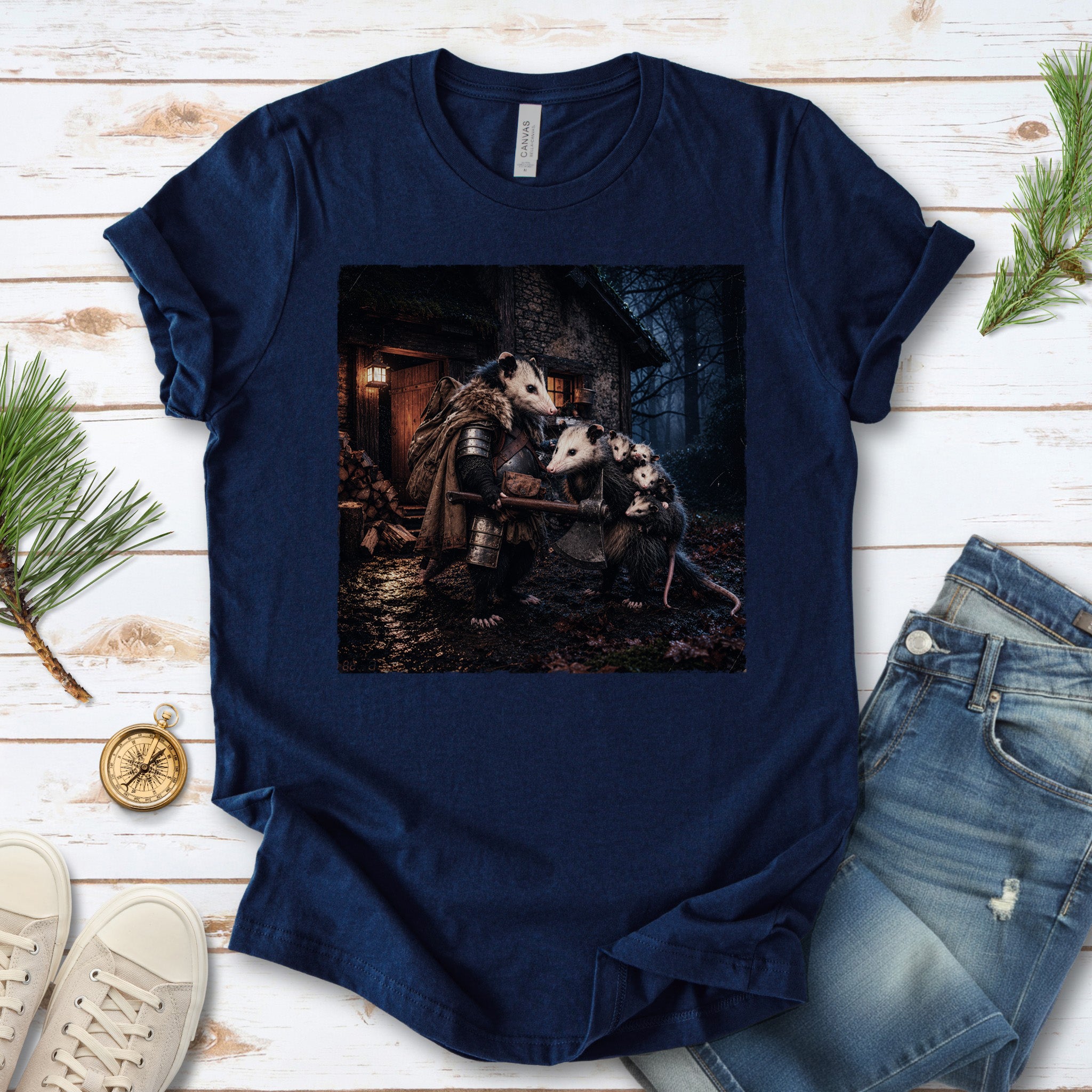 Keeper of Kin Opossum Family Fantasy Woodland Adventure T-Shirt
