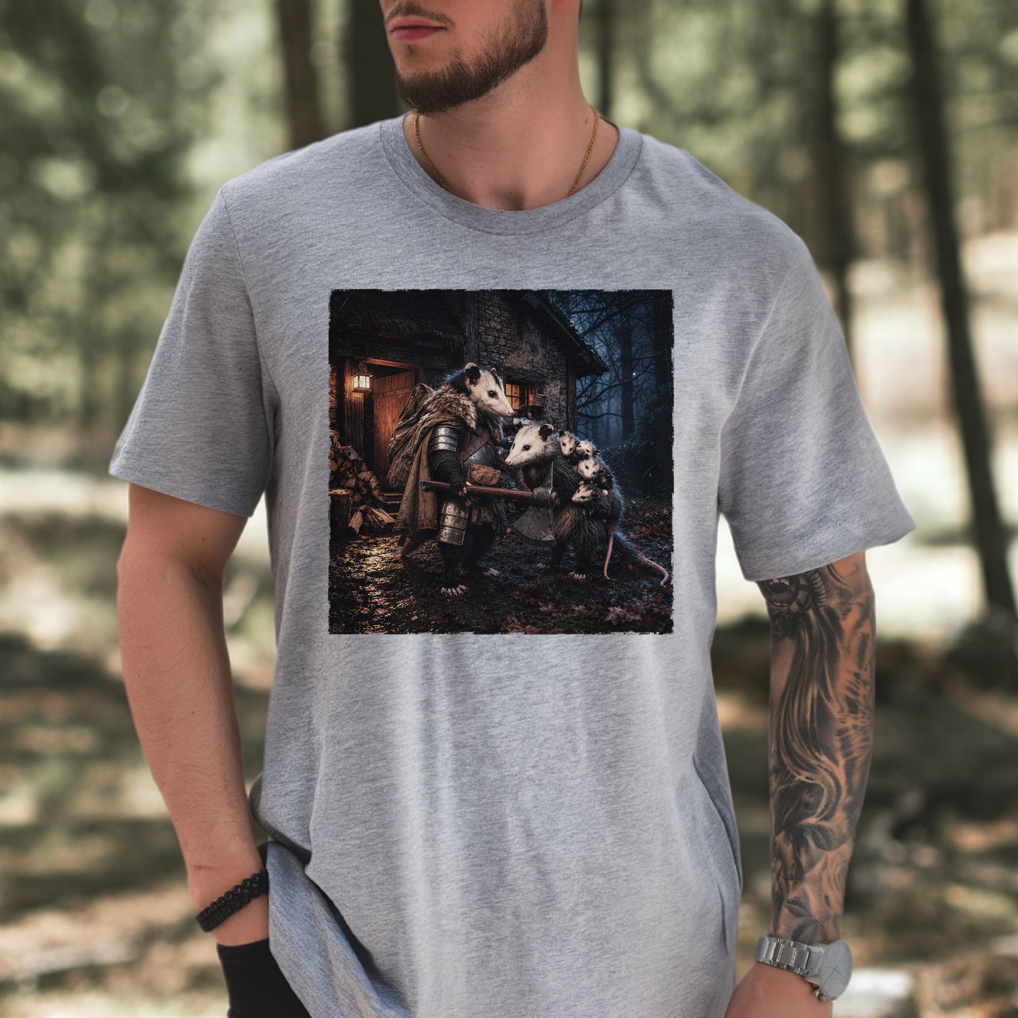 Keeper of Kin Opossum Family Fantasy Woodland Adventure T-Shirt