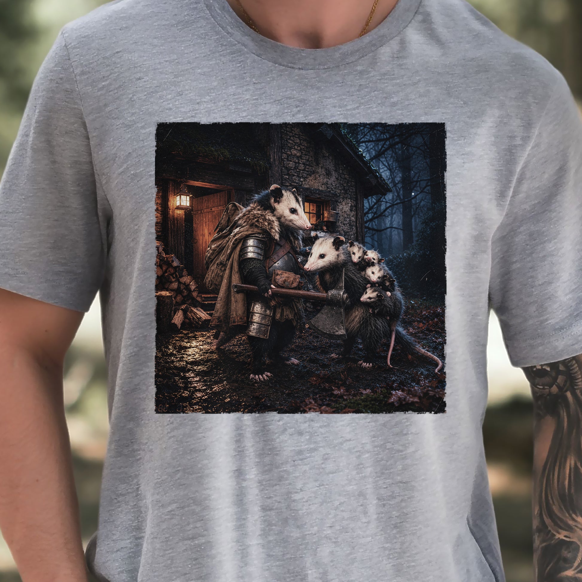 Keeper of Kin Opossum Family Fantasy Woodland Adventure T-Shirt