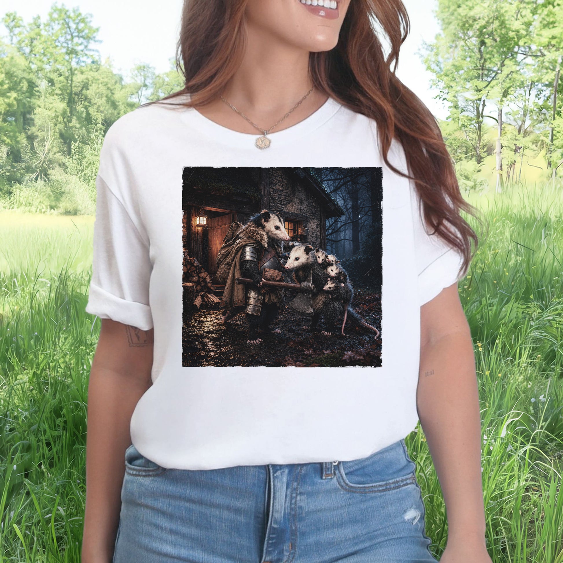 Keeper of Kin Opossum Family Fantasy Woodland Adventure T-Shirt