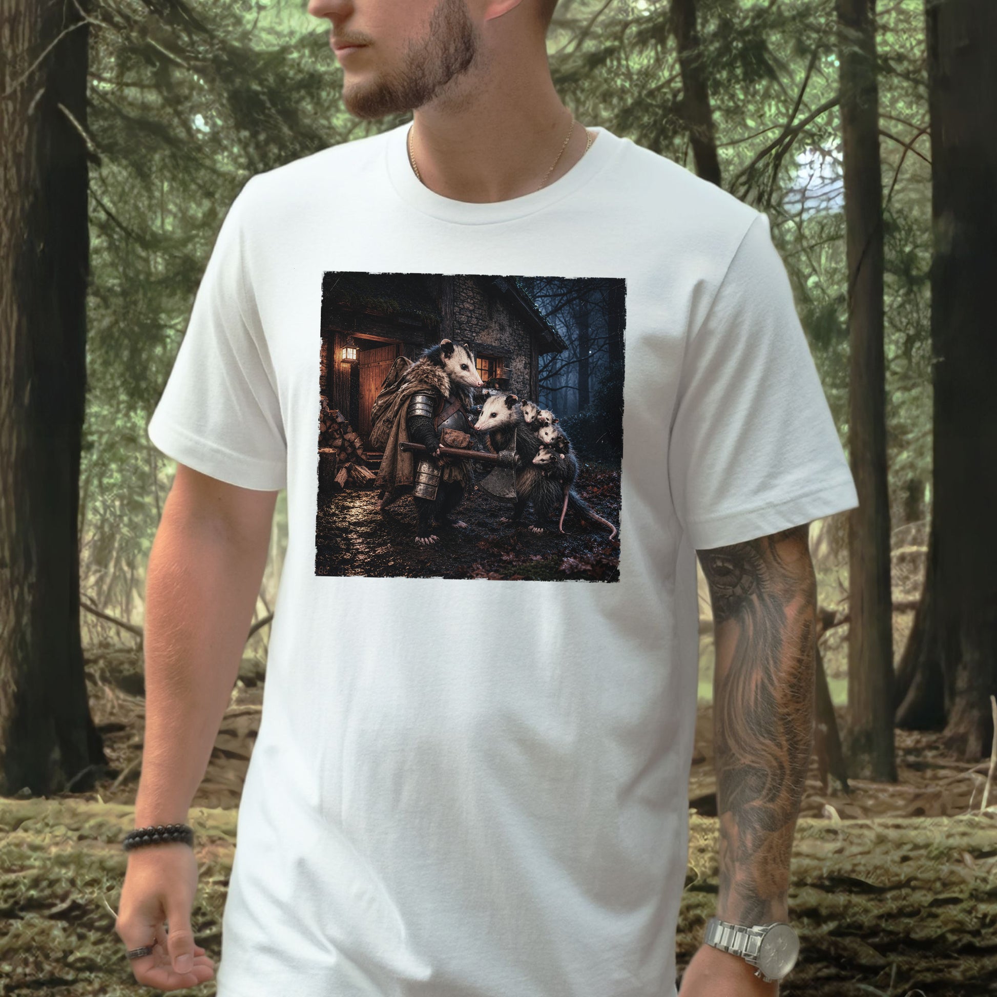 Keeper of Kin Opossum Family Fantasy Woodland Adventure T-Shirt
