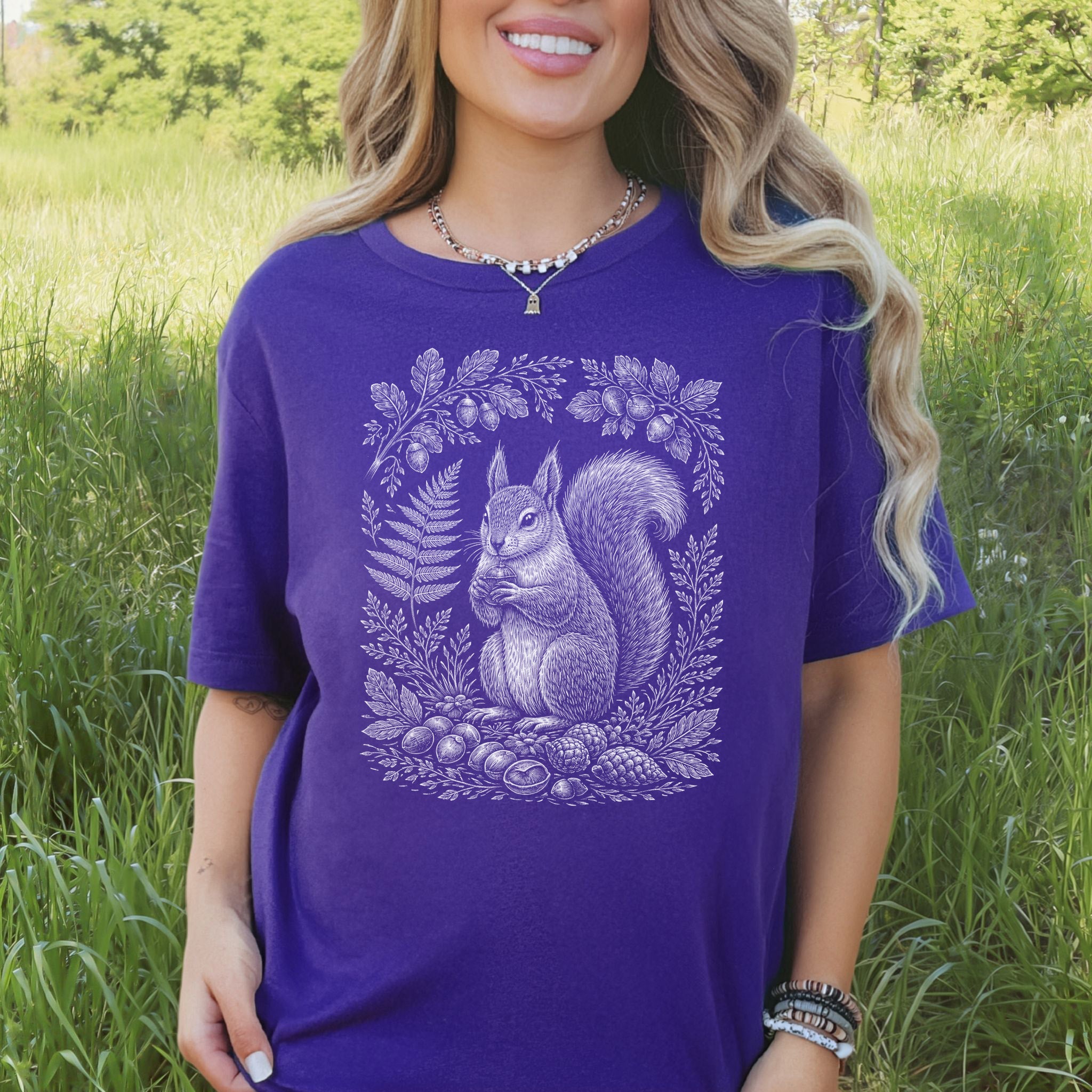 Squirrel Keeper of the Acorns Botanical Forestcore T-Shirt