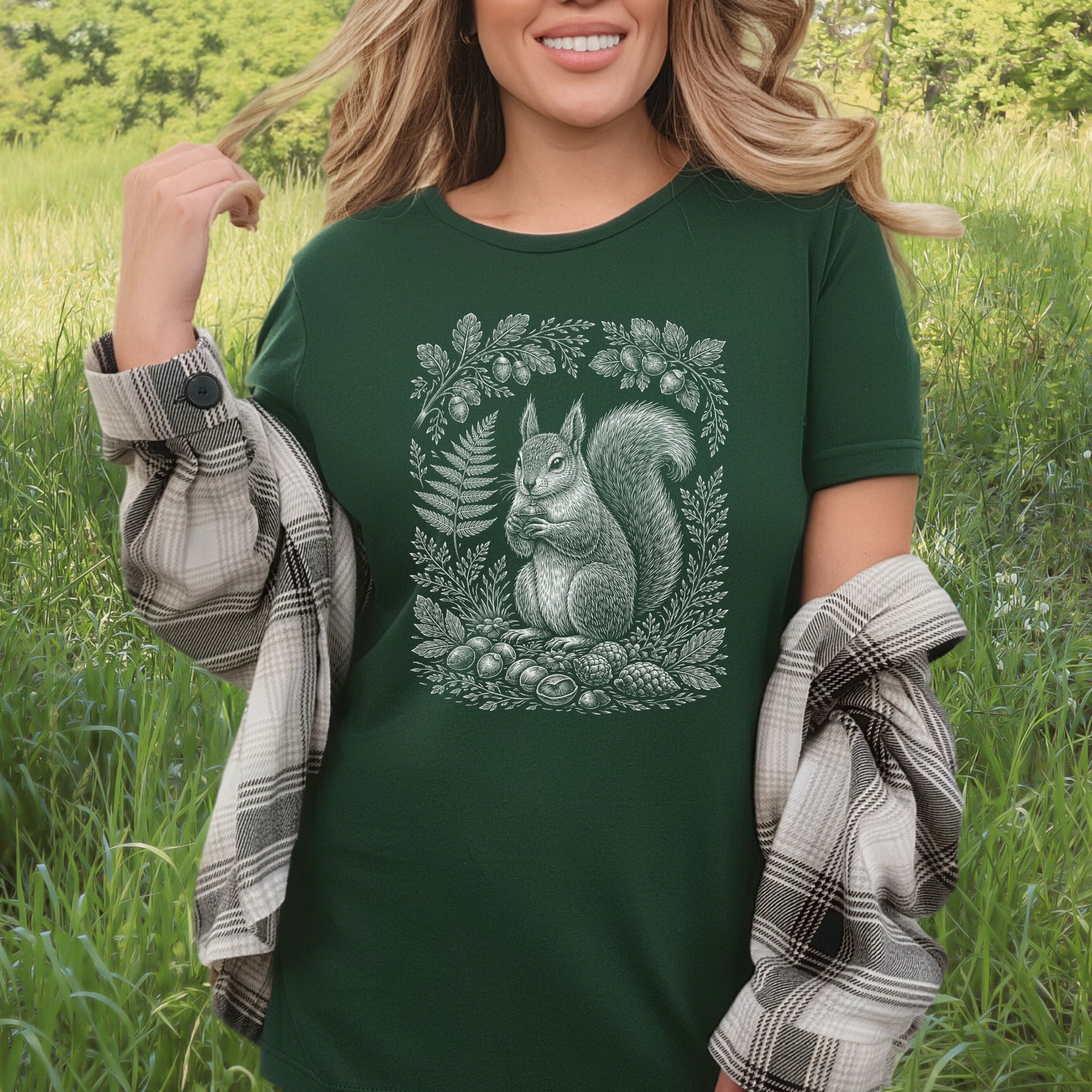 Squirrel Keeper of the Acorns Botanical Forestcore T-Shirt