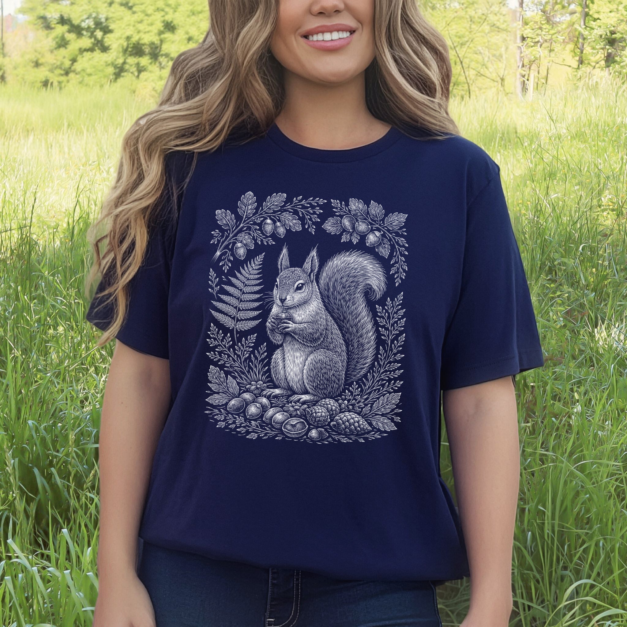 Squirrel Keeper of the Acorns Botanical Forestcore T-Shirt