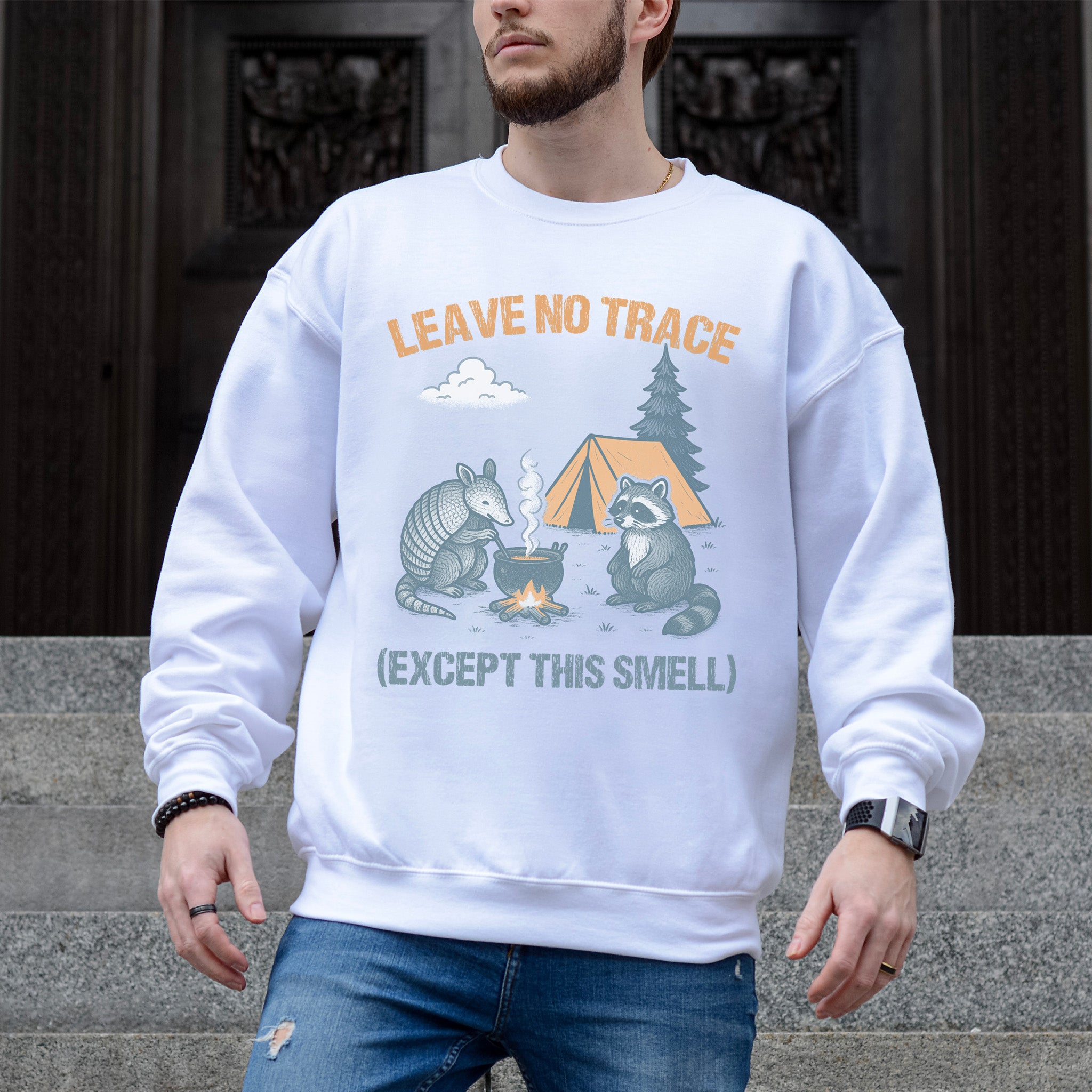 Leave No Trace (Except This Smell) Funny Camping Sweatshirt