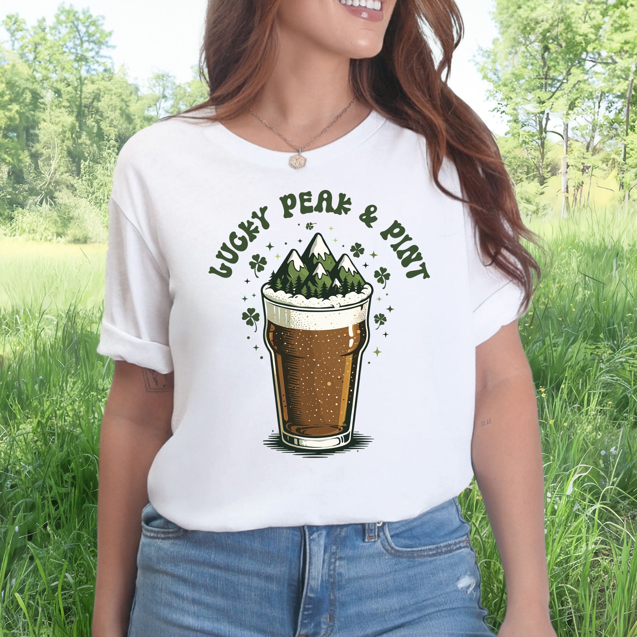 Lucky Peak & Pint T-Shirt – Funny St. Patrick’s Day Beer Hiker Tee