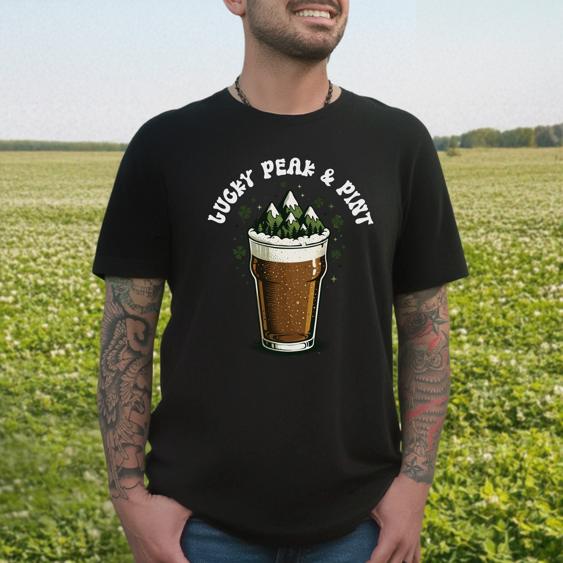 Lucky Peak & Pint T-Shirt – Funny St. Patrick’s Day Beer Hiker Tee