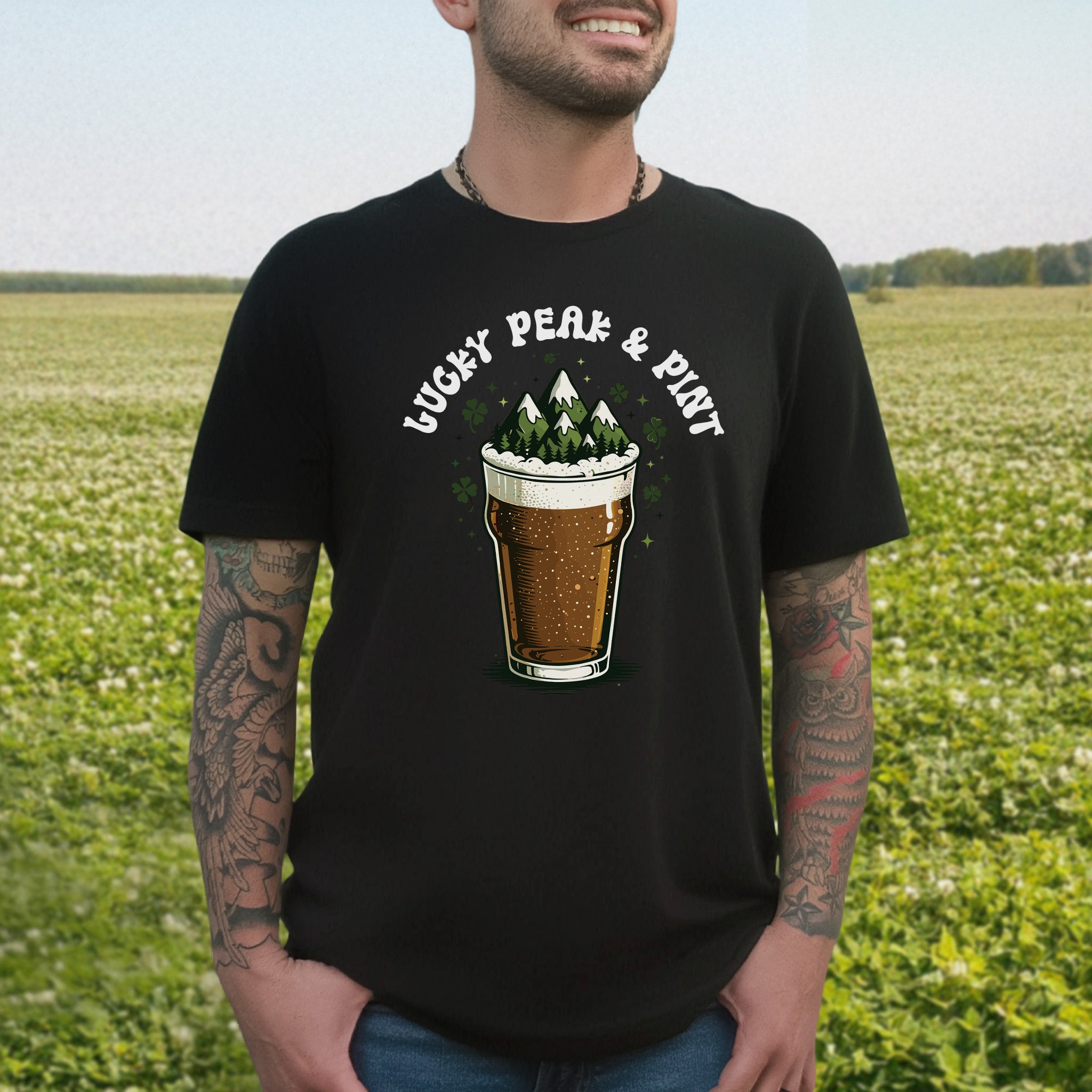 Lucky Peak & Pint T-Shirt – Funny St. Patrick’s Day Beer Hiker Tee