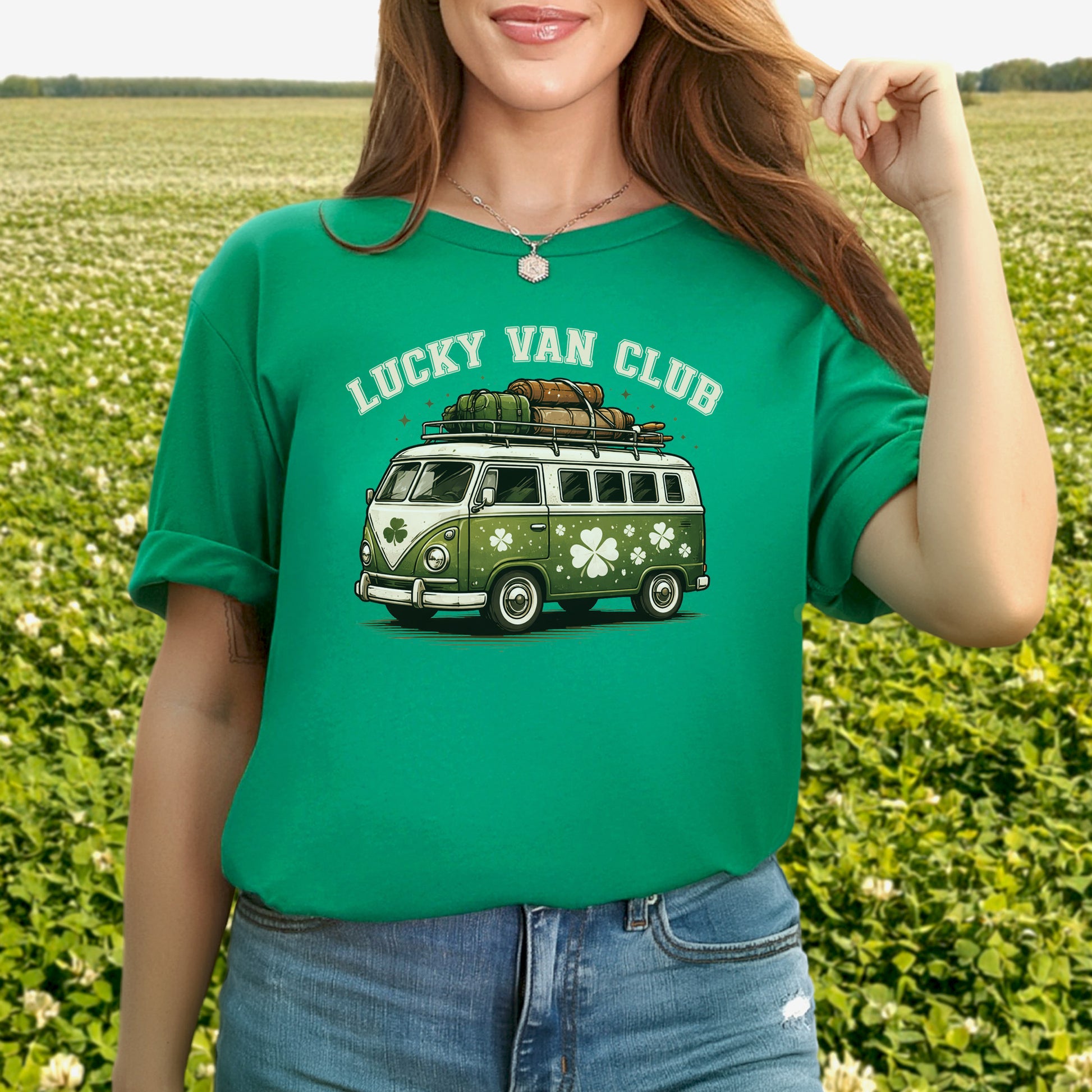 Lucky Van Club T-Shirt – Retro Camper Van St. Patrick’s Day Tee