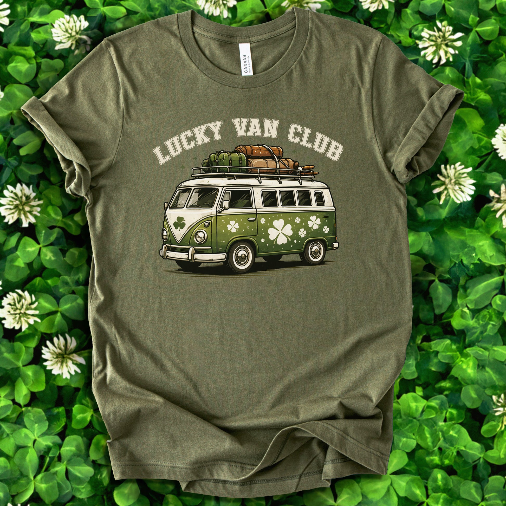 Lucky Van Club T-Shirt – Retro Camper Van St. Patrick’s Day Tee