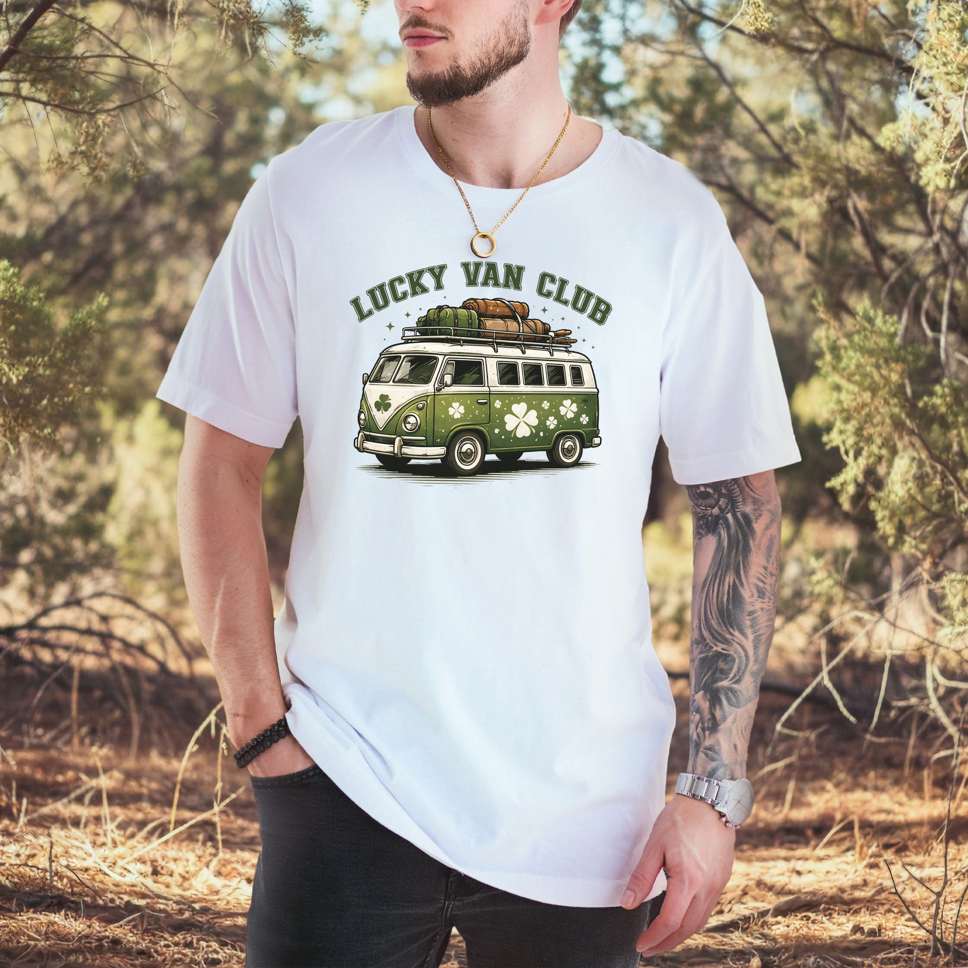 Lucky Van Club T-Shirt – Retro Camper Van St. Patrick’s Day Tee