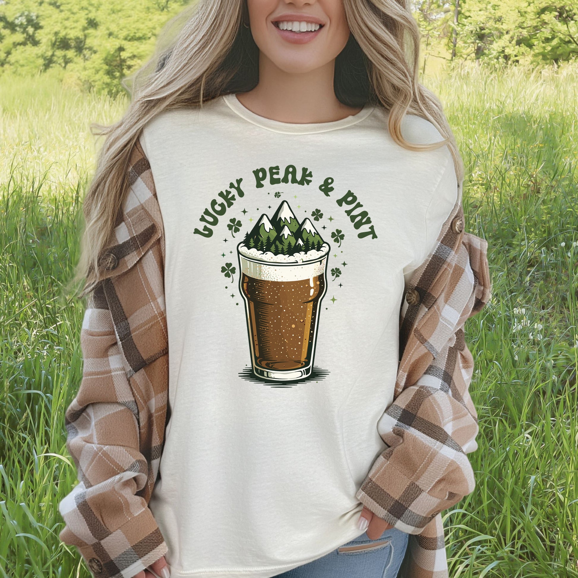 Lucky Peak & Pint T-Shirt – Funny St. Patrick’s Day Beer Hiker Tee