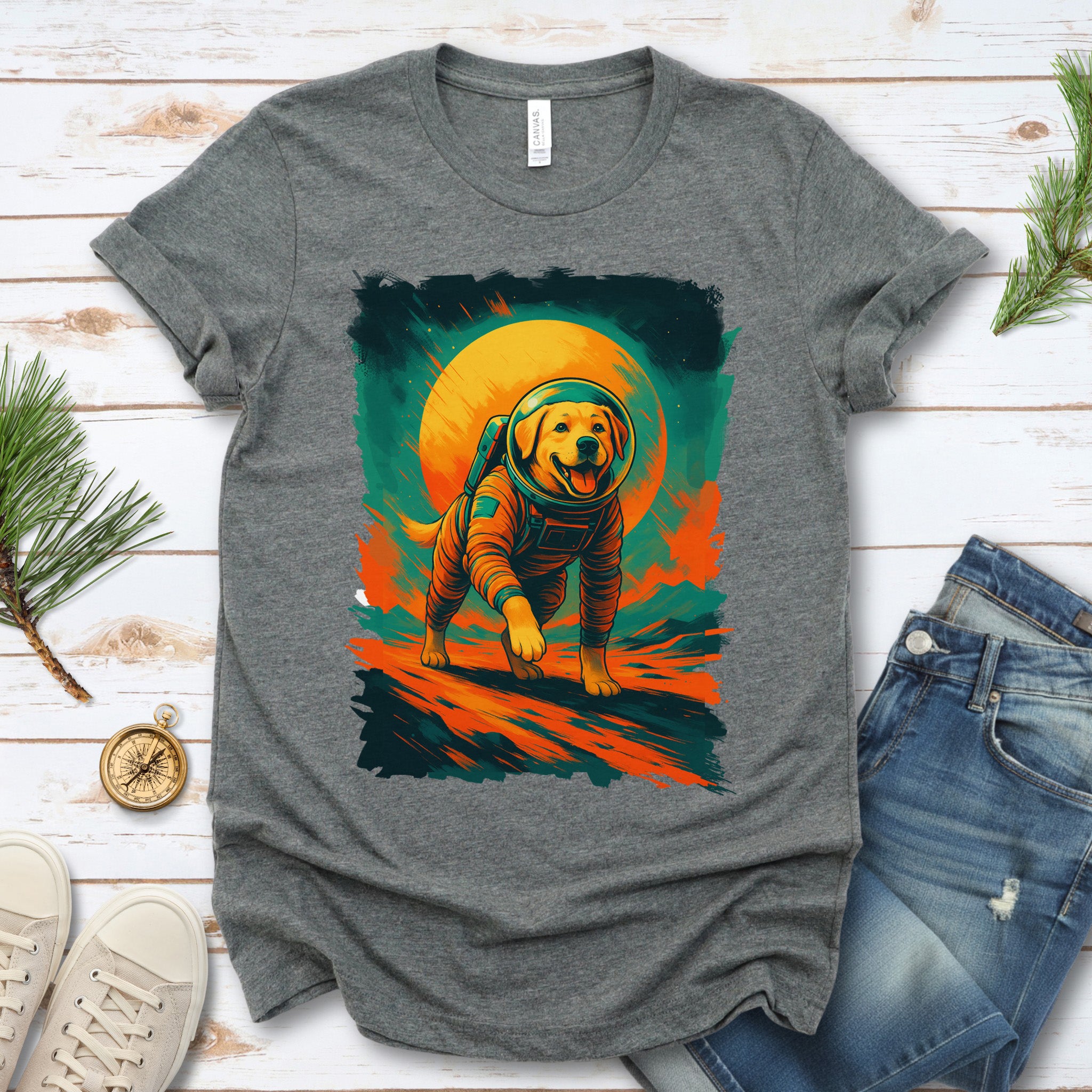 Space Dog Labrador T-Shirt – Astronaut Pup Cosmic Galaxy Tee