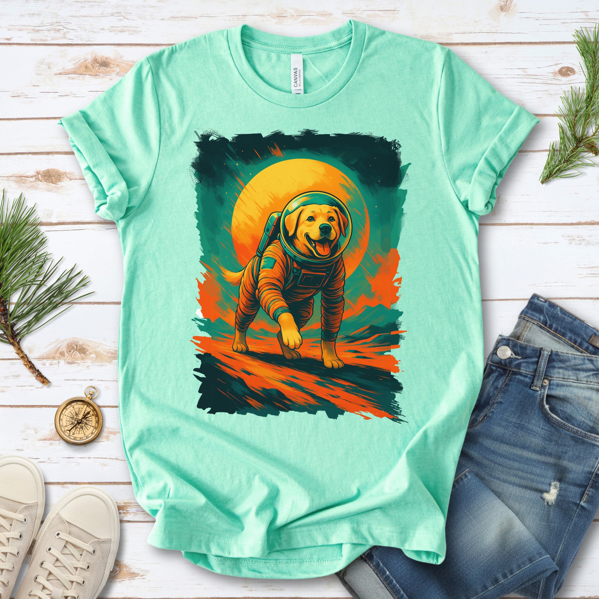 Space Dog Labrador T-Shirt – Astronaut Pup Cosmic Galaxy Tee