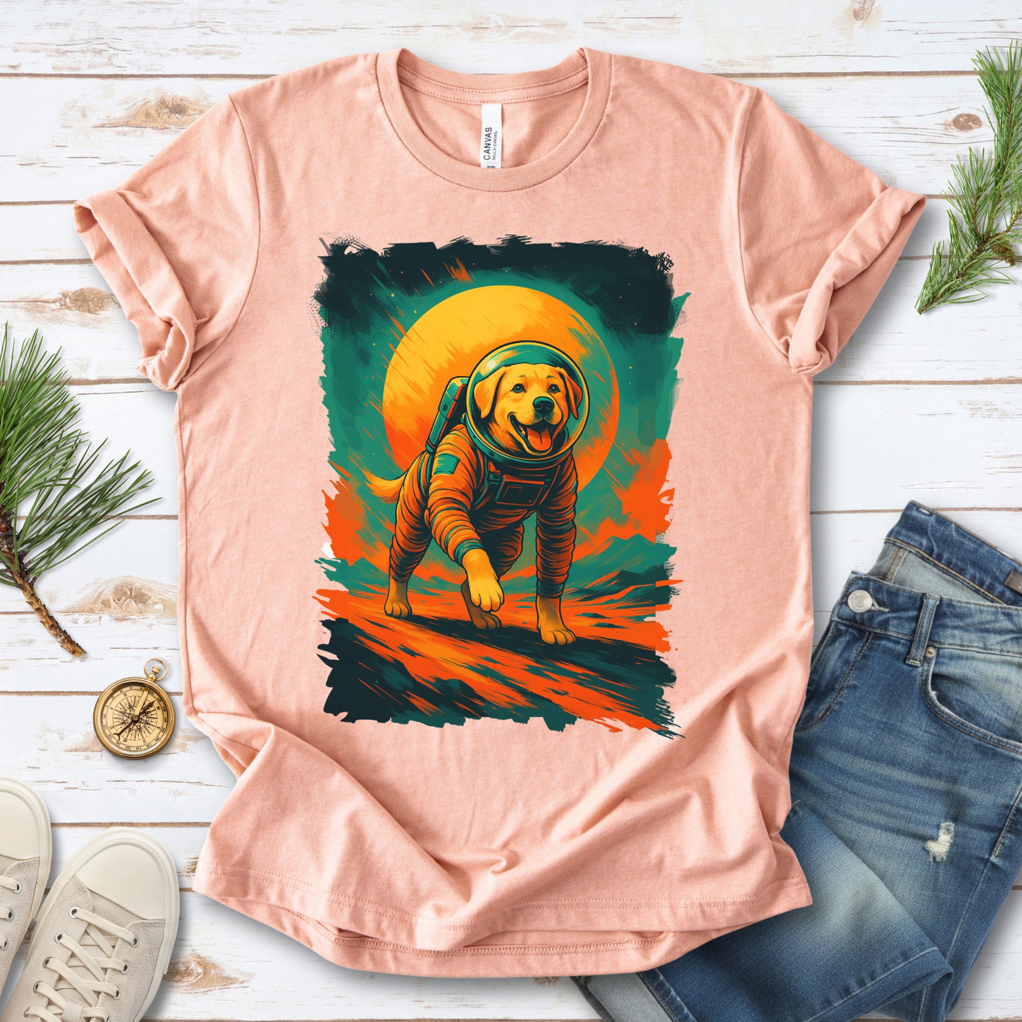 Space Dog Labrador T-Shirt – Astronaut Pup Cosmic Galaxy Tee