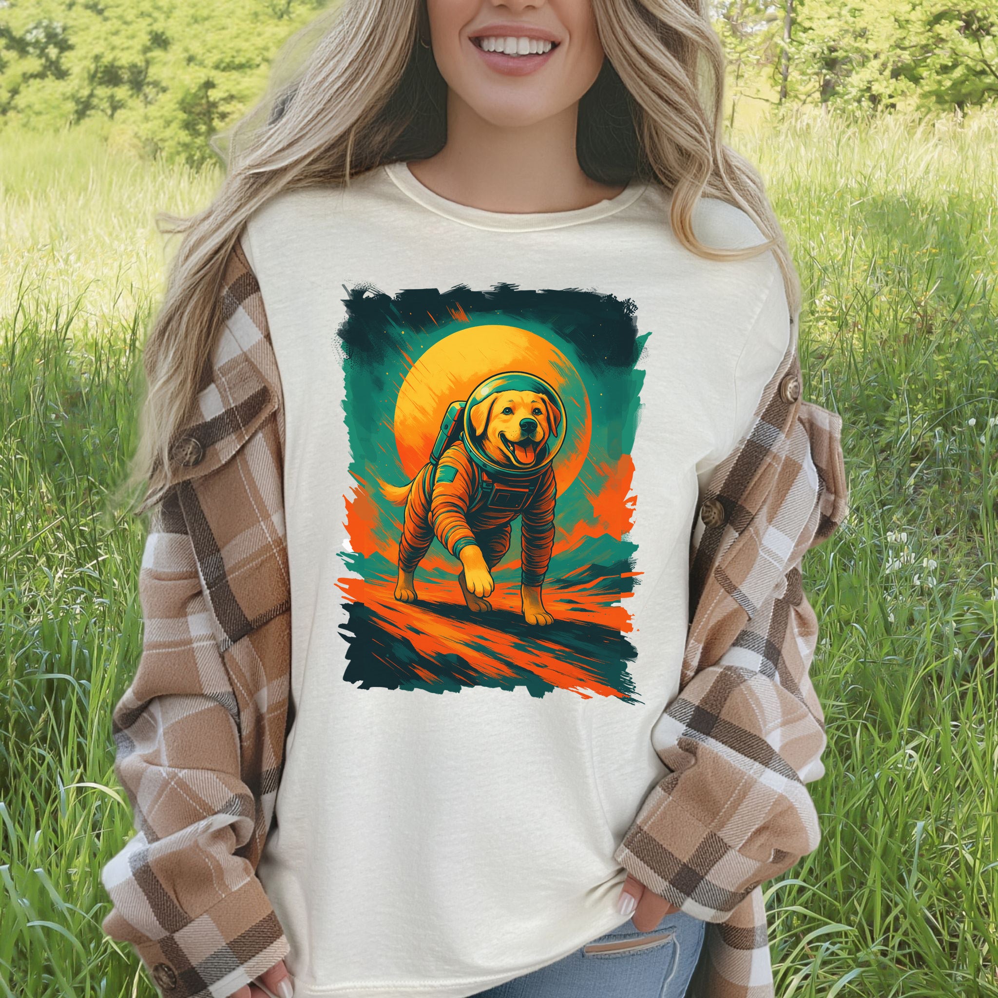 Space Dog Labrador T-Shirt – Astronaut Pup Cosmic Galaxy Tee