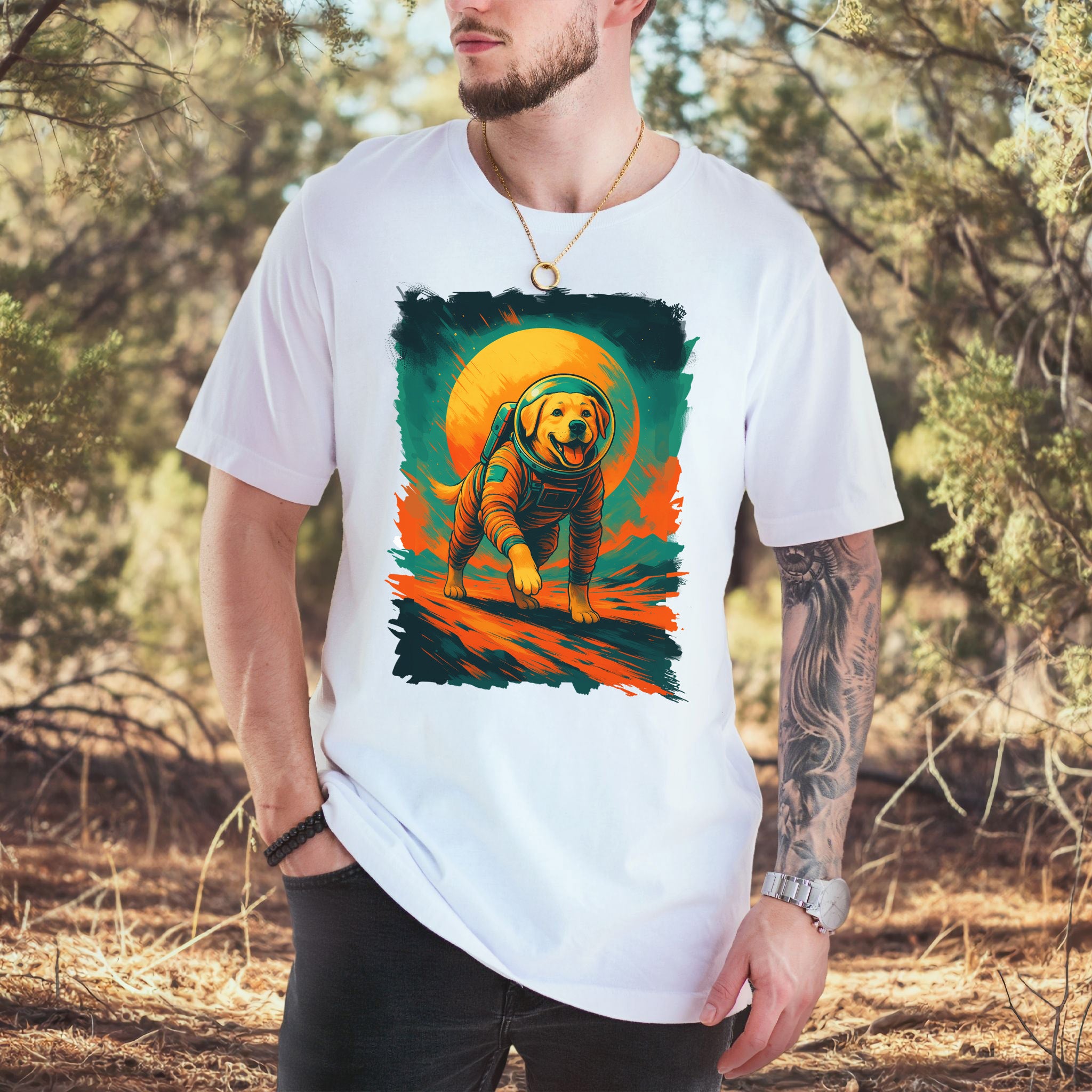 Space Dog Labrador T-Shirt – Astronaut Pup Cosmic Galaxy Tee