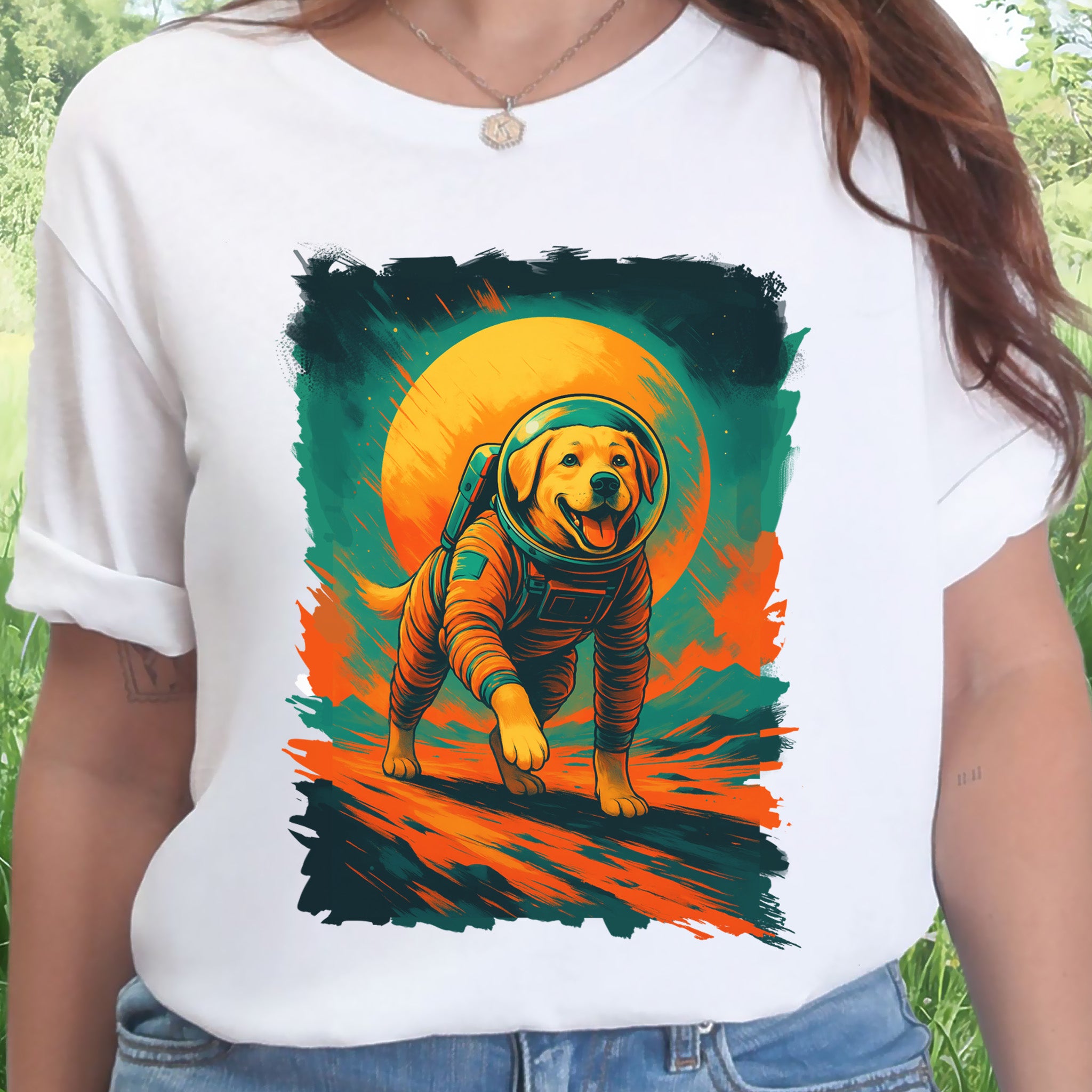 Space Dog Labrador T-Shirt – Astronaut Pup Cosmic Galaxy Tee