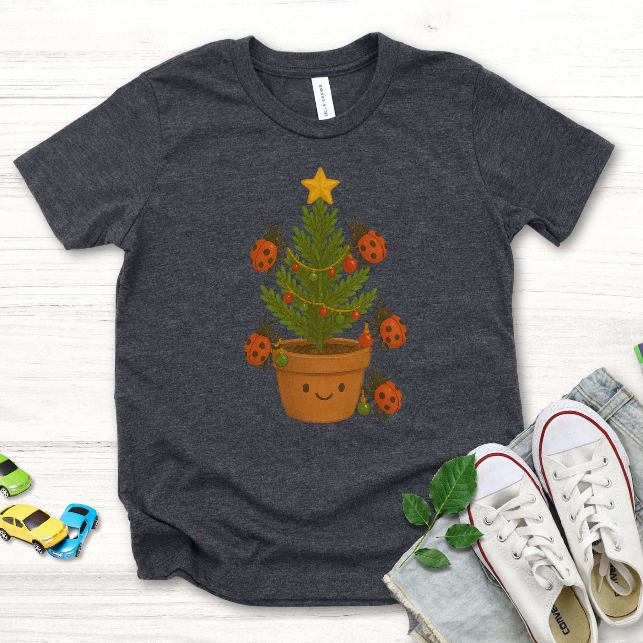 Ladybug Christmas Tree Youth T-Shirt – Cute Holiday Bug Magic