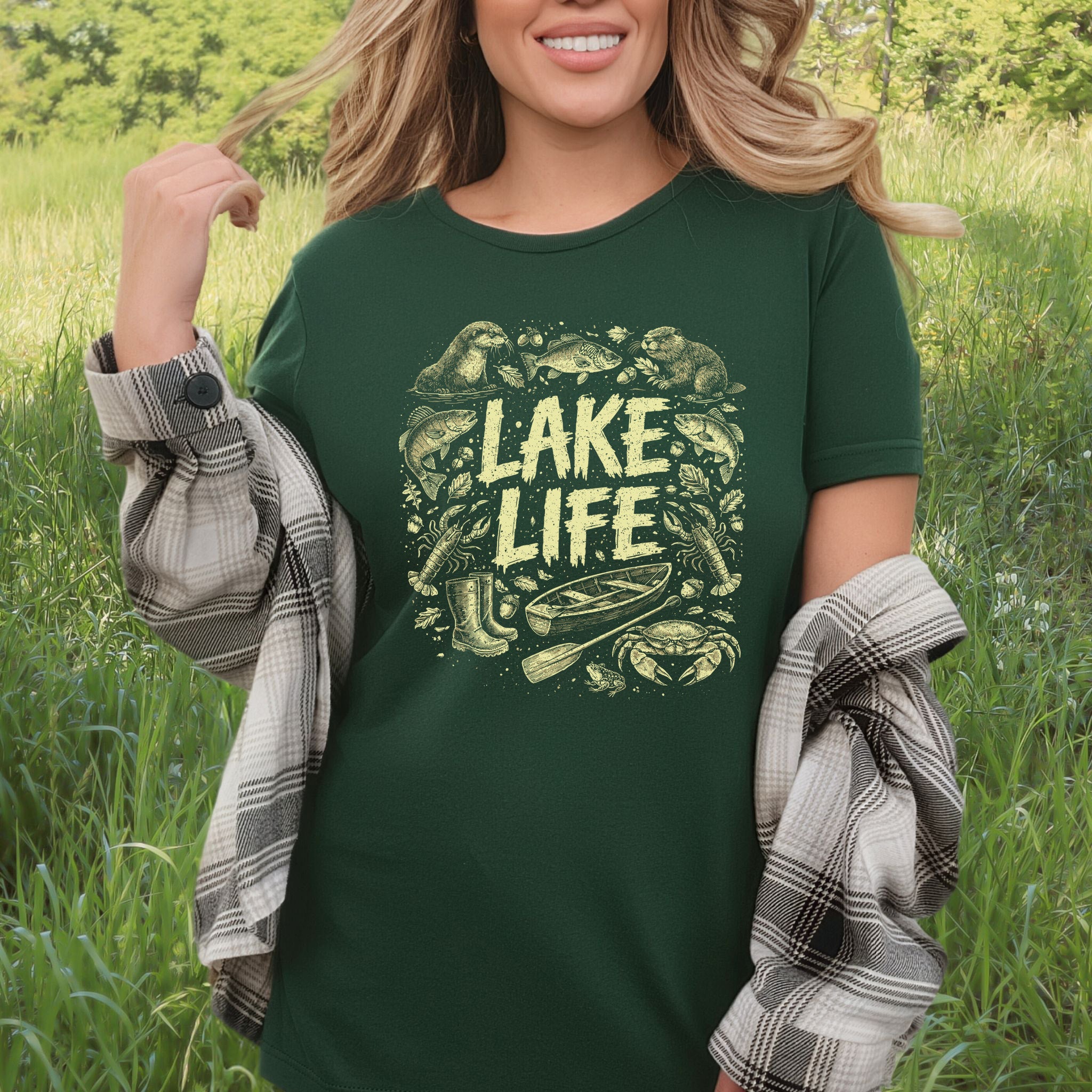 Lake Life Retro Wildlife Boat Adventure T-Shirt