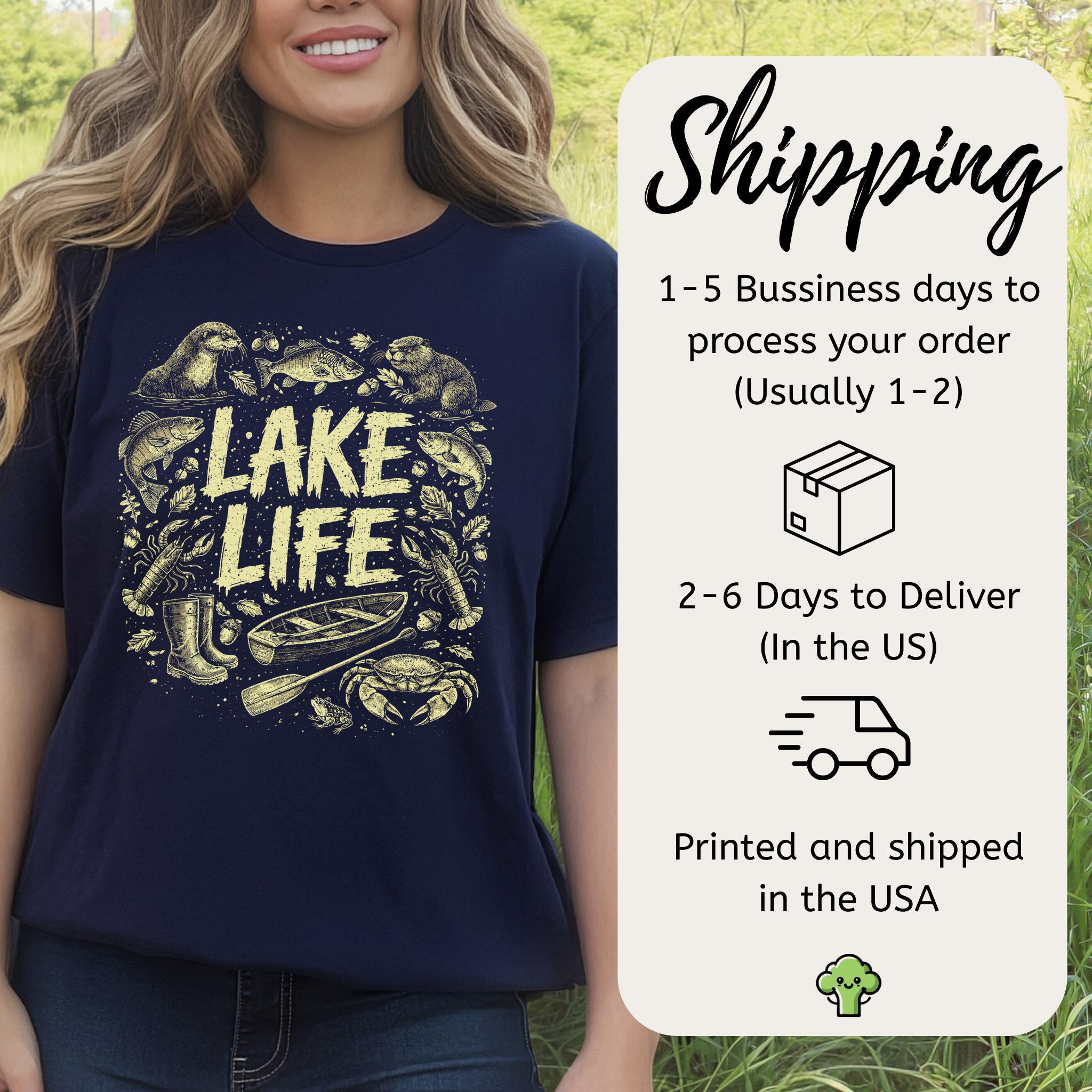 Lake Life Retro Wildlife Boat Adventure T-Shirt