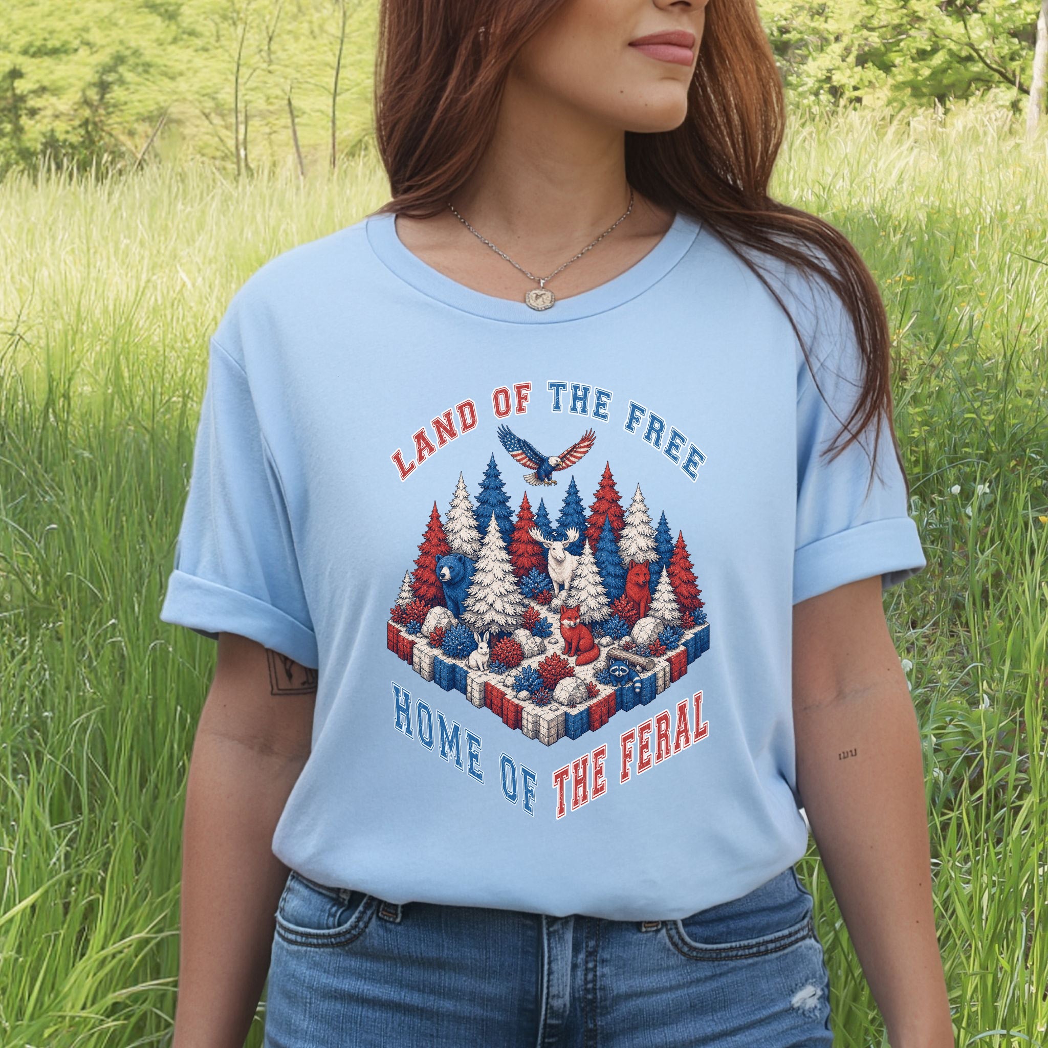 Land of the Free Home of the Feral Patriotic Wildlife T-Shirt