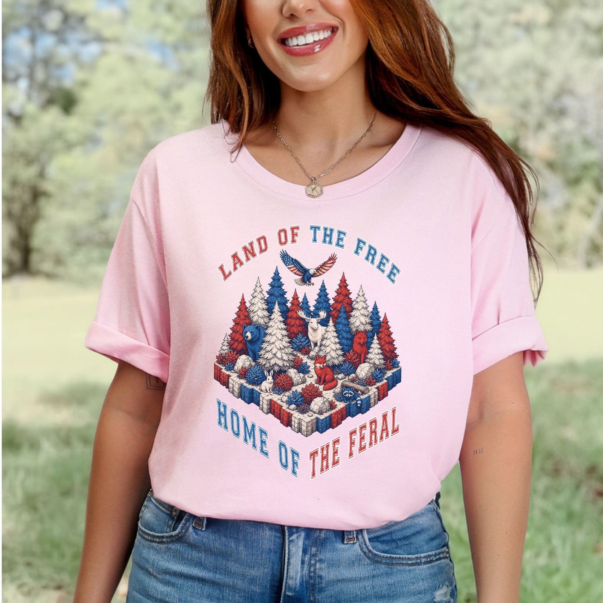 Land of the Free Home of the Feral Patriotic Wildlife T-Shirt