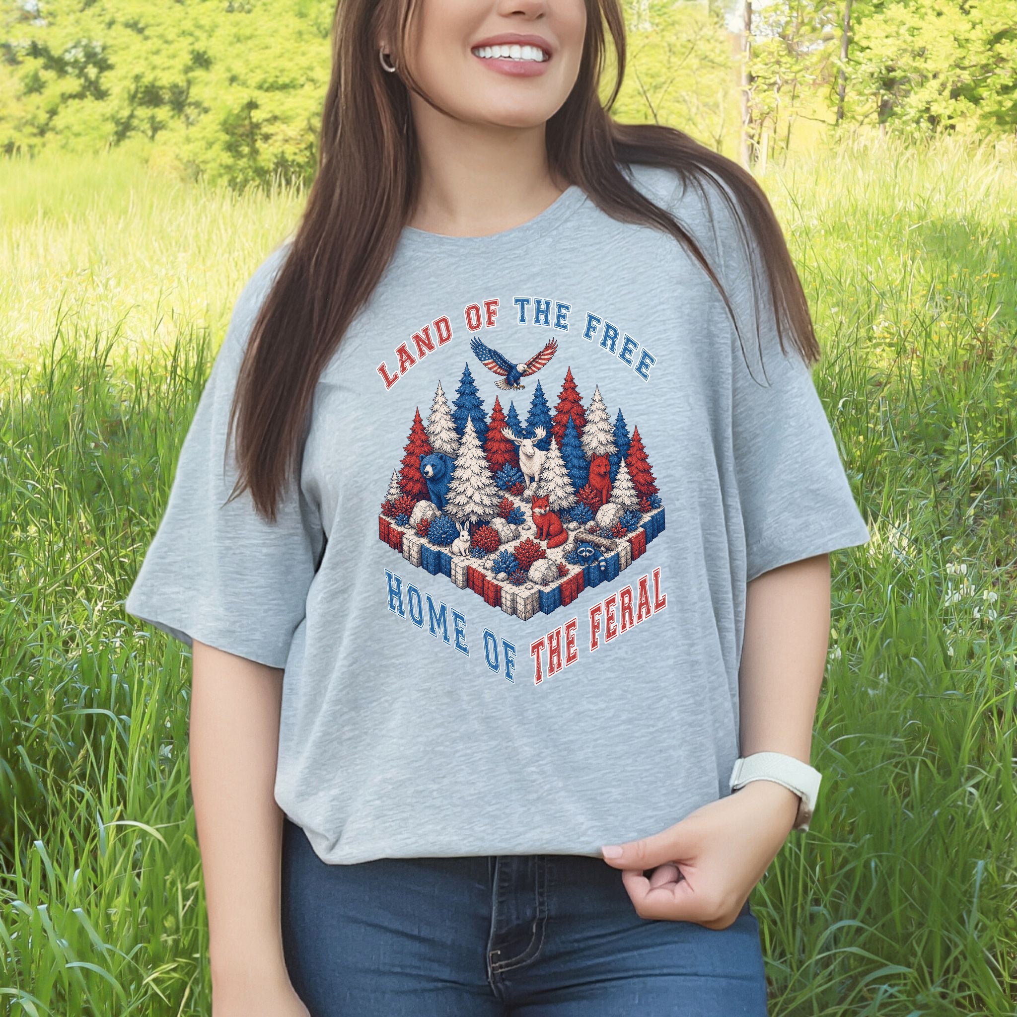 Land of the Free Home of the Feral Patriotic Wildlife T-Shirt