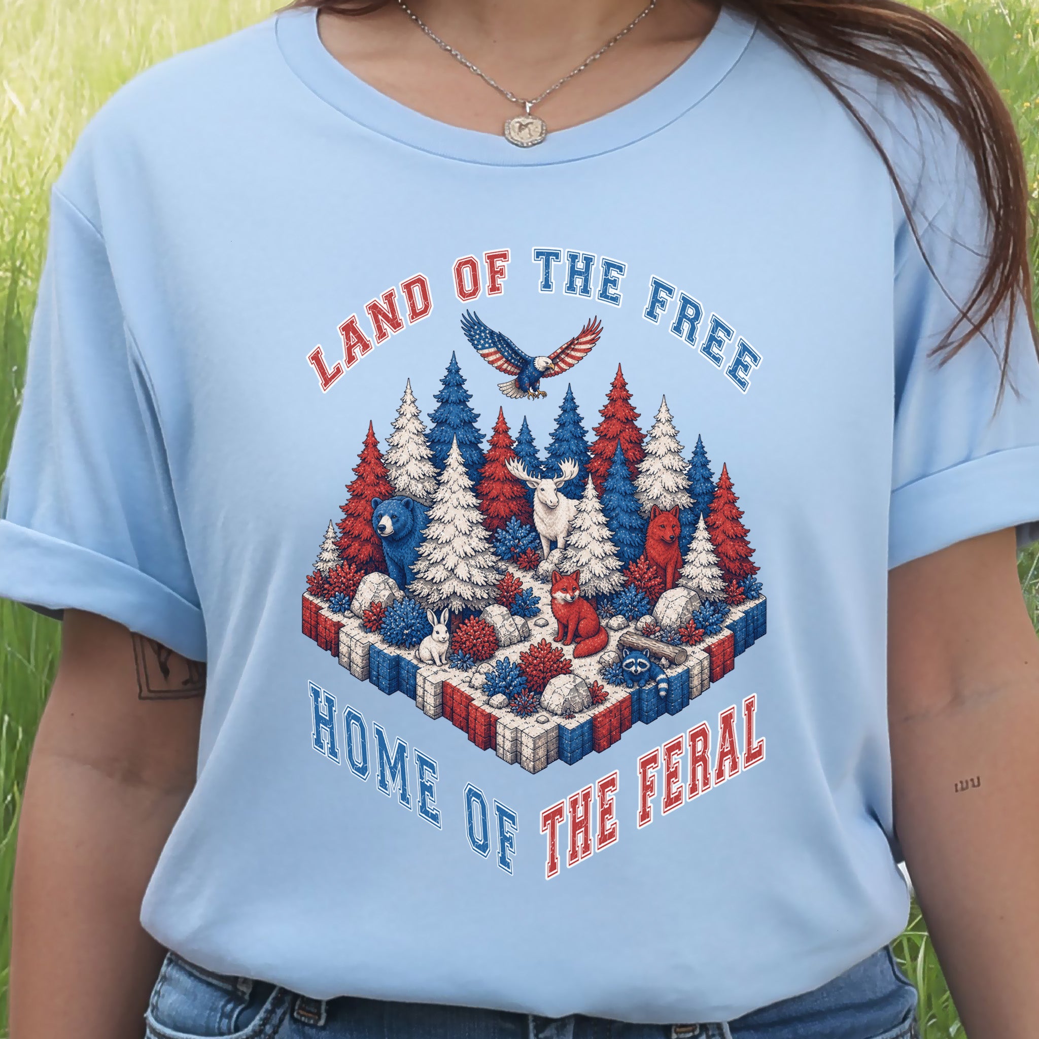 Land of the Free Home of the Feral Patriotic Wildlife T-Shirt