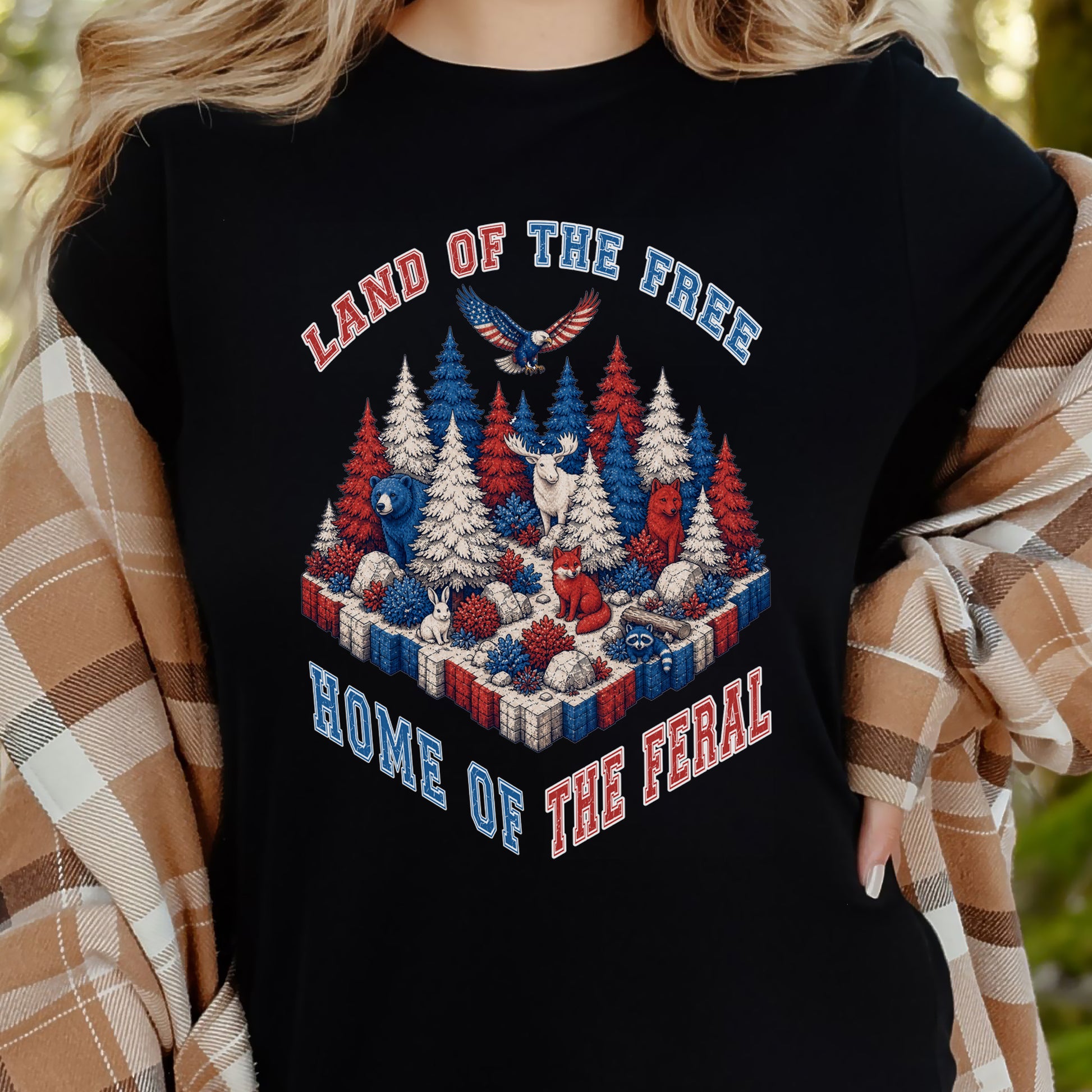 Land of the Free Home of the Feral Patriotic Wildlife T-Shirt