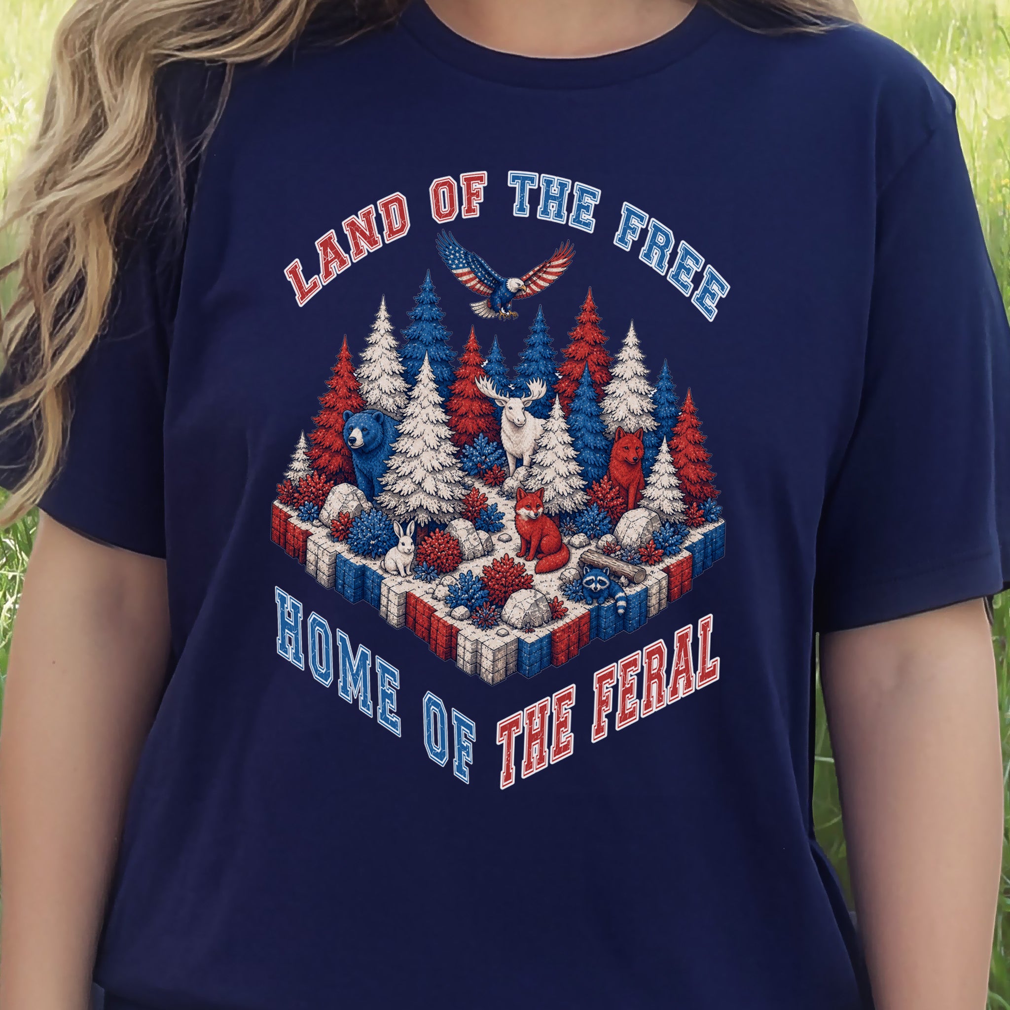 Land of the Free Home of the Feral Patriotic Wildlife T-Shirt
