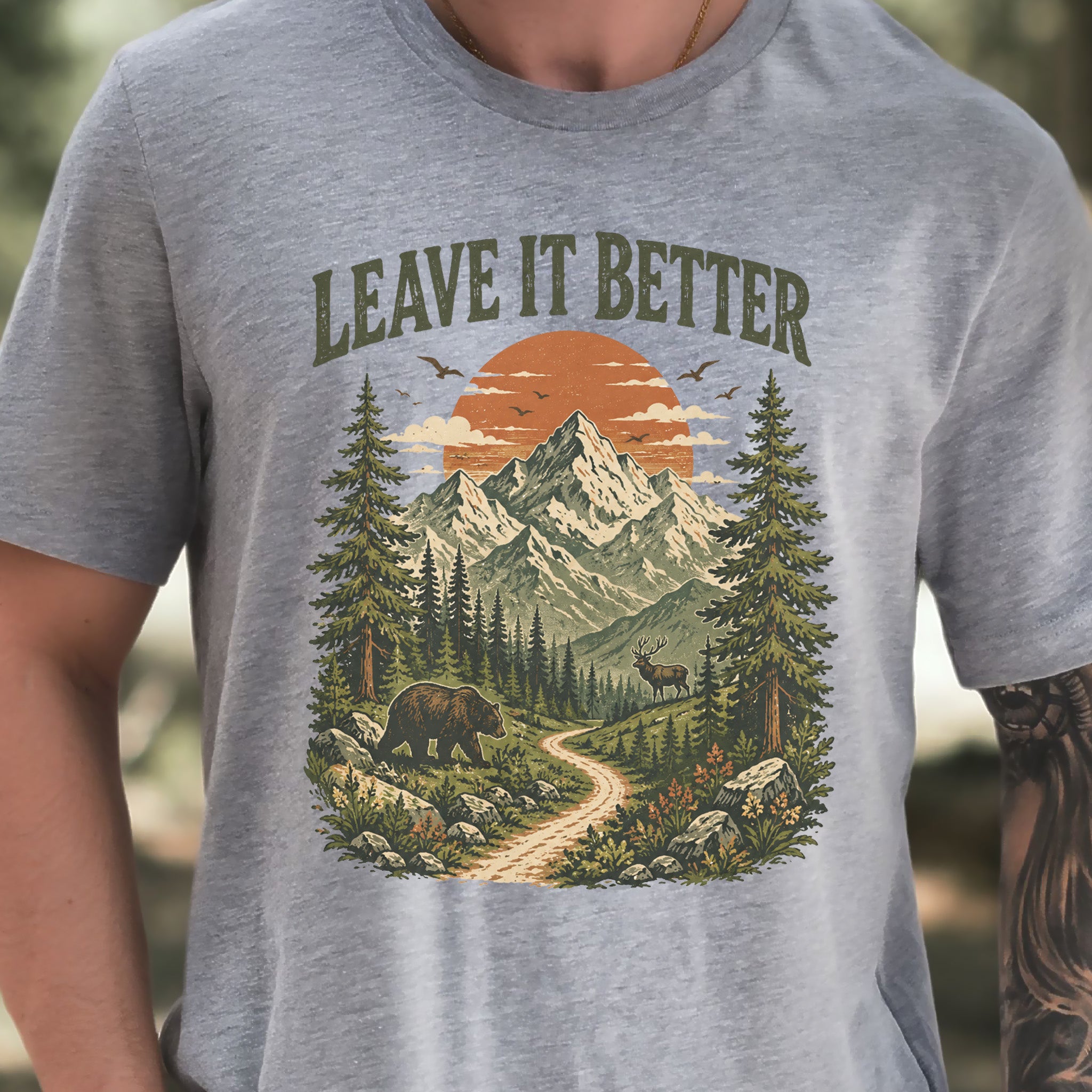 Leave It Better Retro Mountain Hiking Nature Lover Earth Day T-Shirt