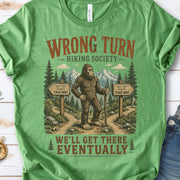 Wrong Turn Hiking Society Bigfoot Funny Trail Gift T-Shirt
