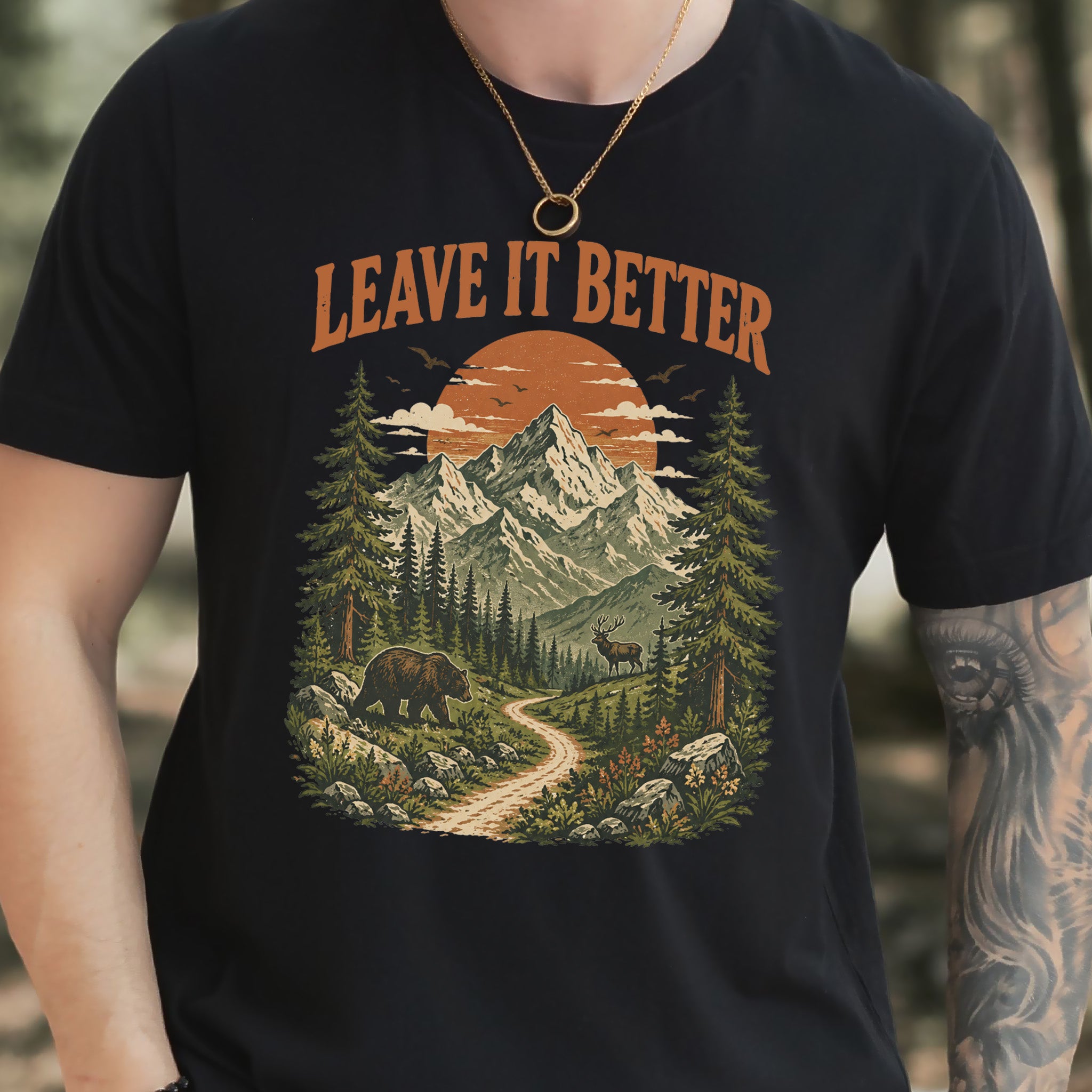 Leave It Better Retro Mountain Hiking Nature Lover Earth Day T-Shirt