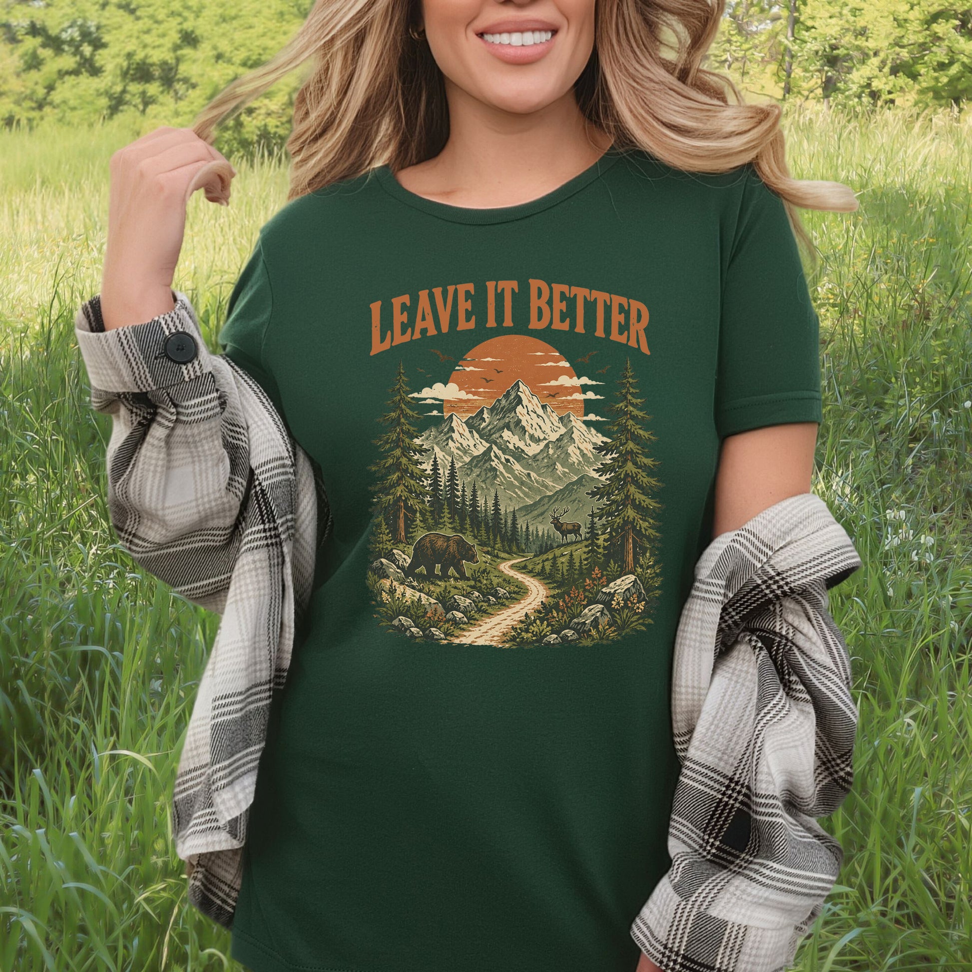 Leave It Better Retro Mountain Hiking Nature Lover Earth Day T-Shirt