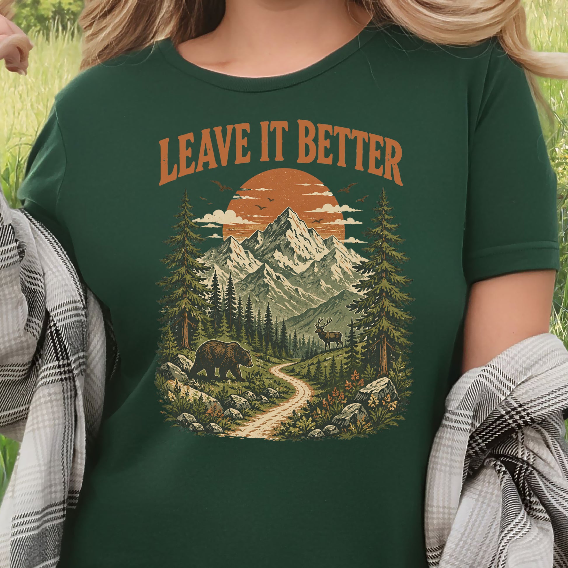 Leave It Better Retro Mountain Hiking Nature Lover Earth Day T-Shirt
