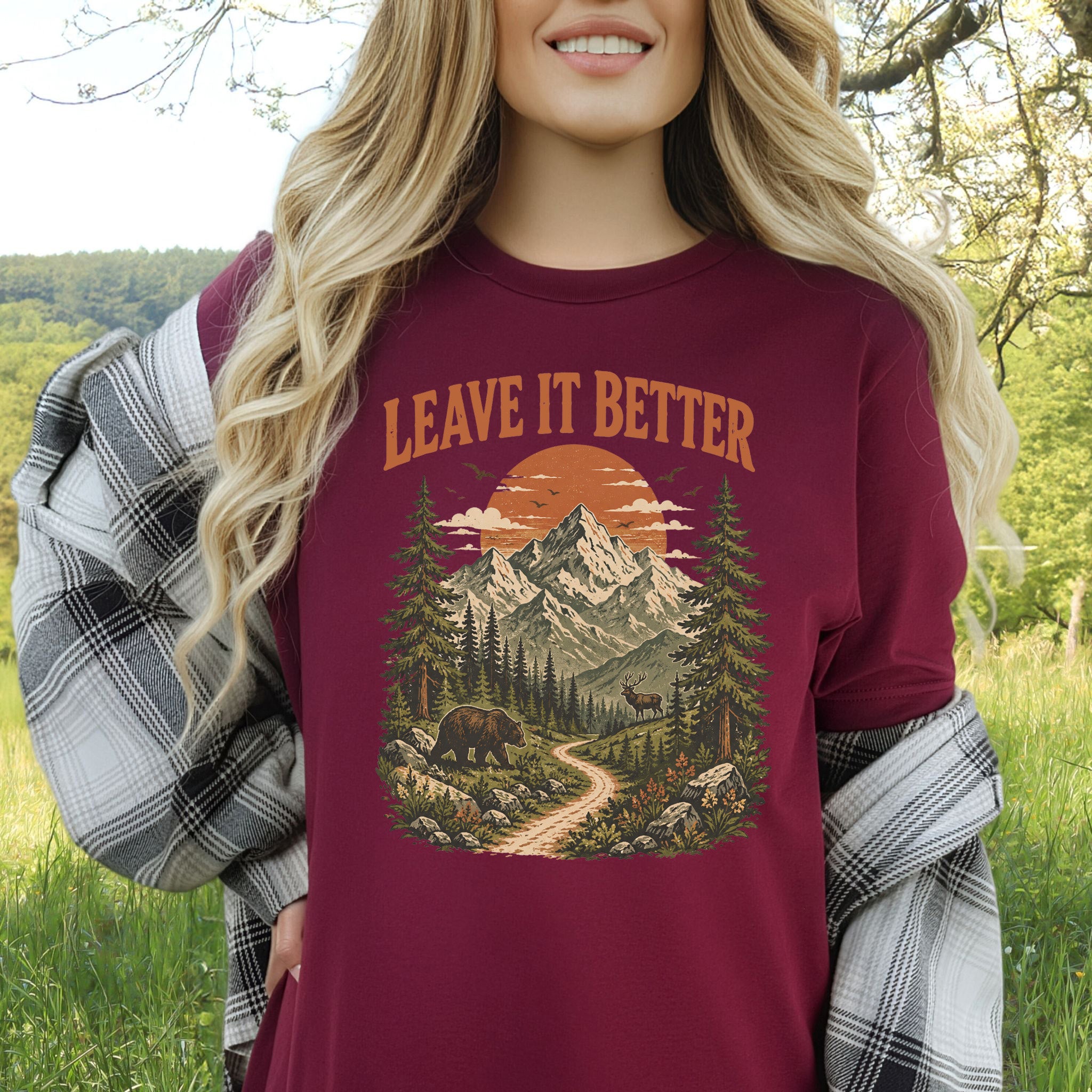 Leave It Better Retro Mountain Hiking Nature Lover Earth Day T-Shirt