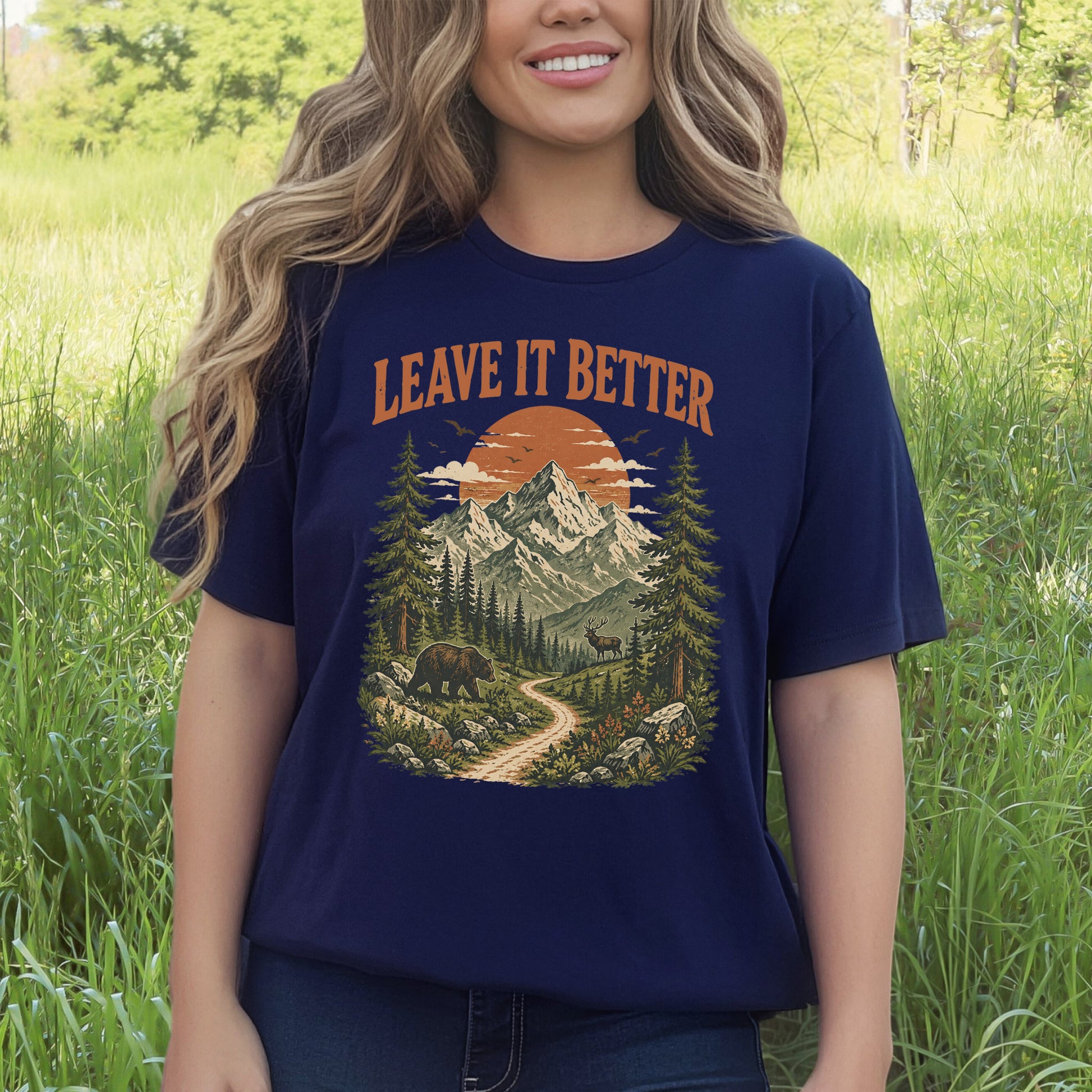 Leave It Better Retro Mountain Hiking Nature Lover Earth Day T-Shirt