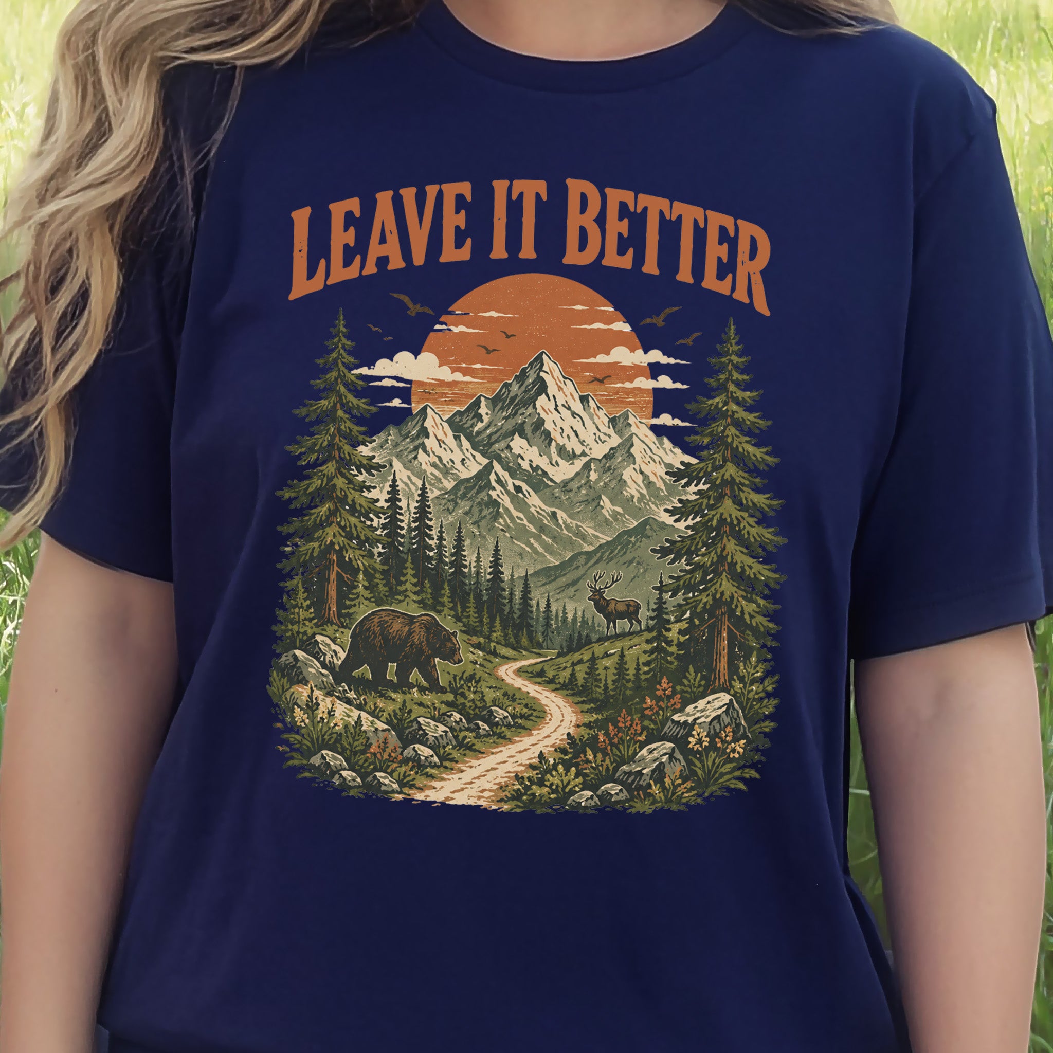 Leave It Better Retro Mountain Hiking Nature Lover Earth Day T-Shirt