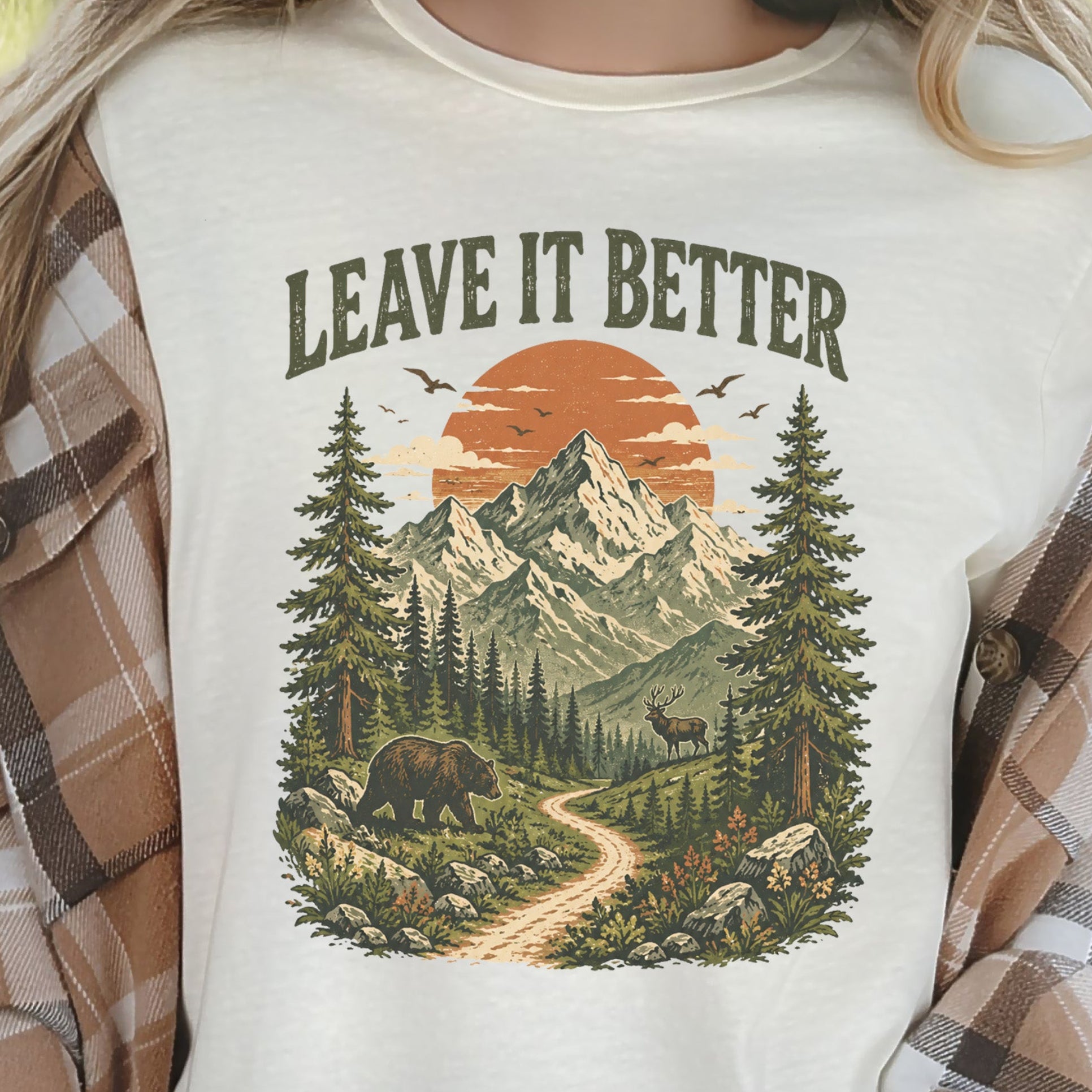 Leave It Better Retro Mountain Hiking Nature Lover Earth Day T-Shirt