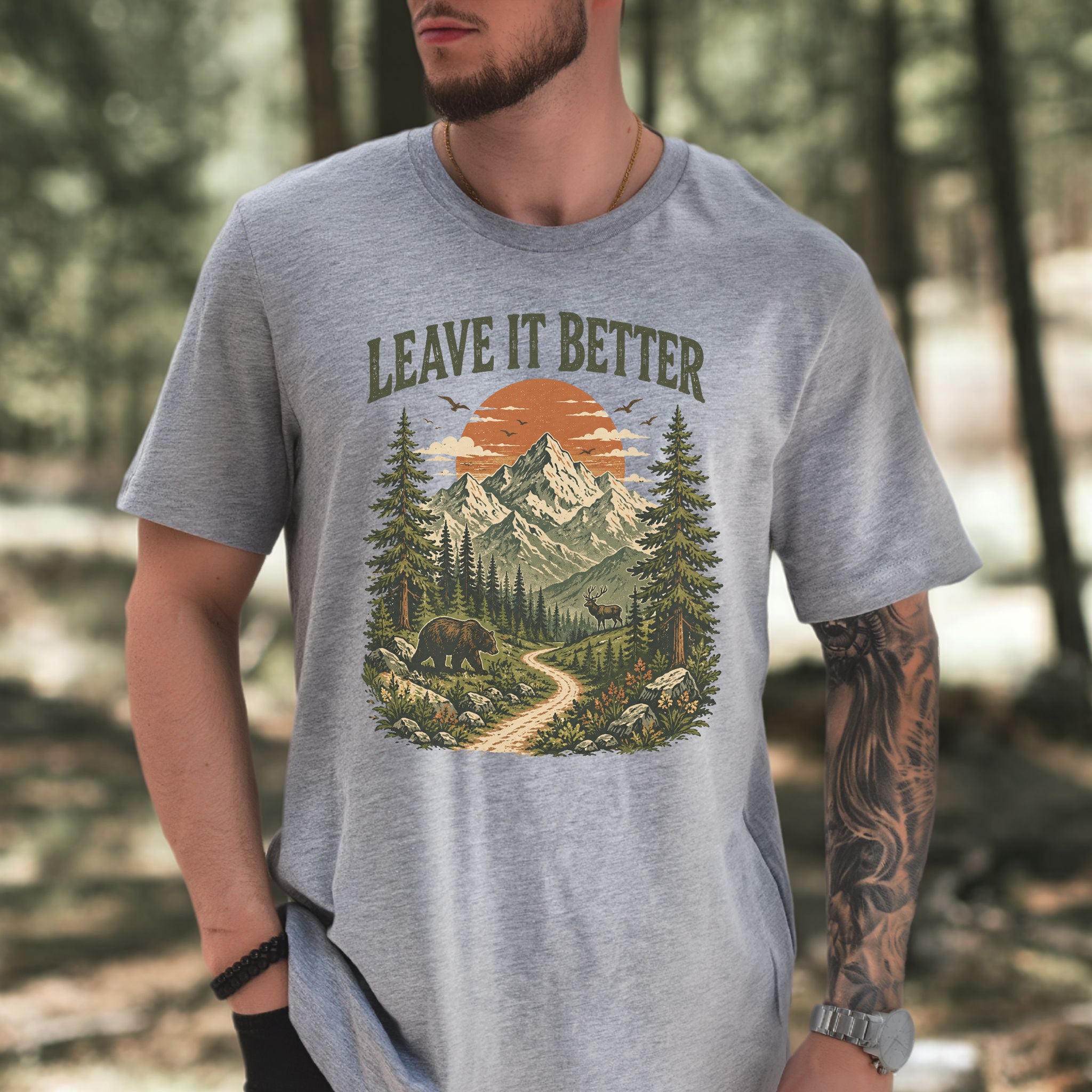 Leave It Better Retro Mountain Hiking Nature Lover Earth Day T-Shirt