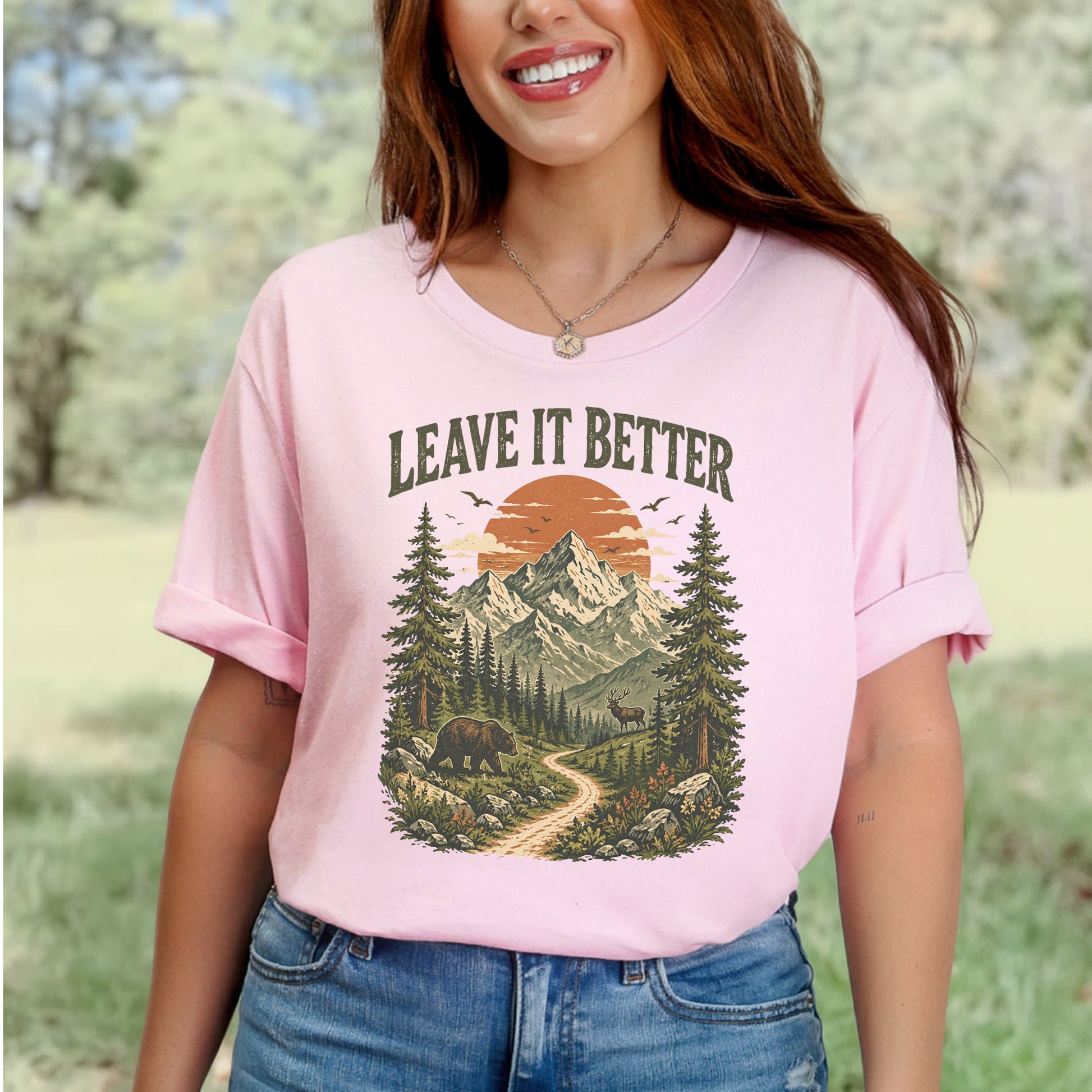 Leave It Better Retro Mountain Hiking Nature Lover Earth Day T-Shirt